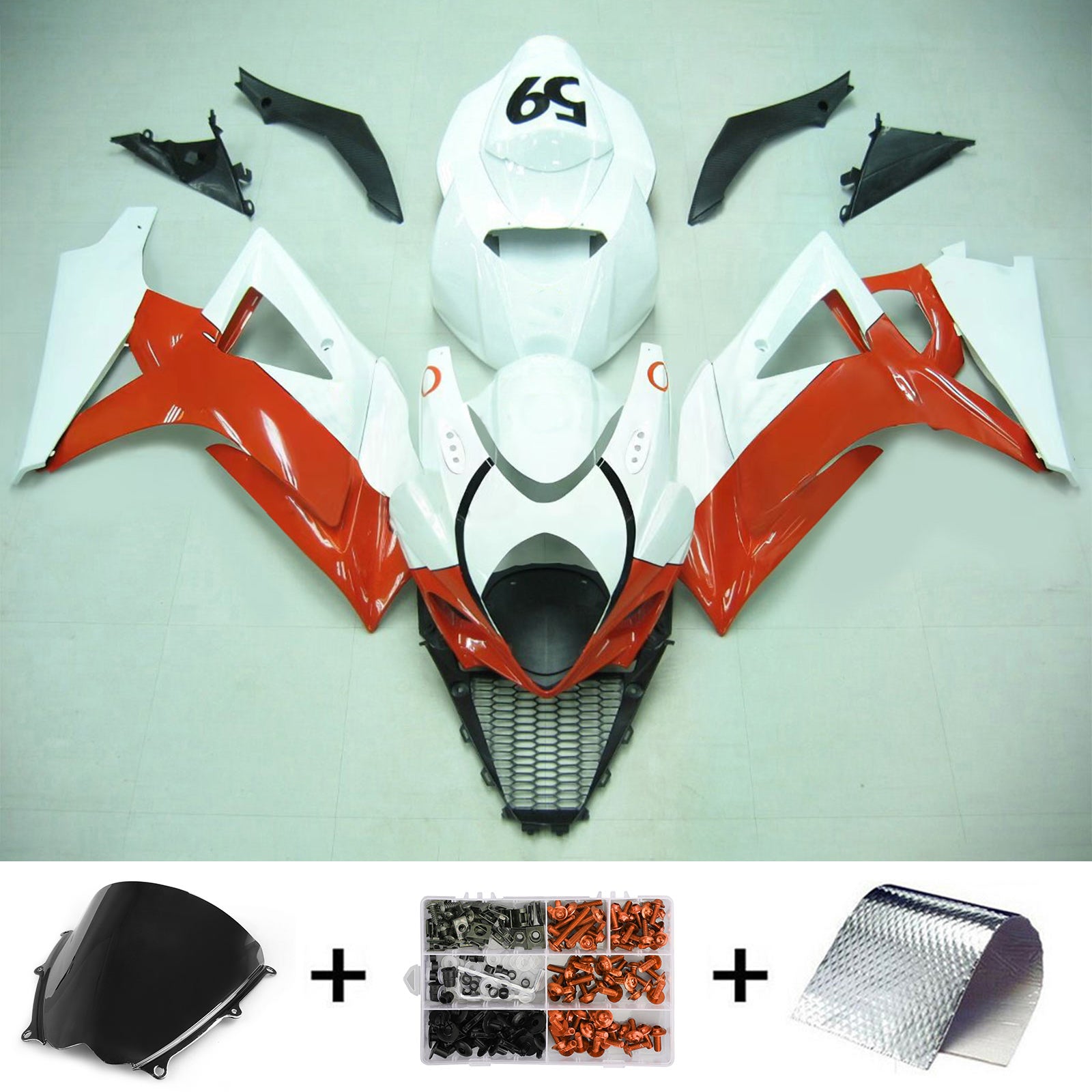 Amotopart 2007-2008 Suzuki GSXR1000 Fairing Jordan White&Red Kit