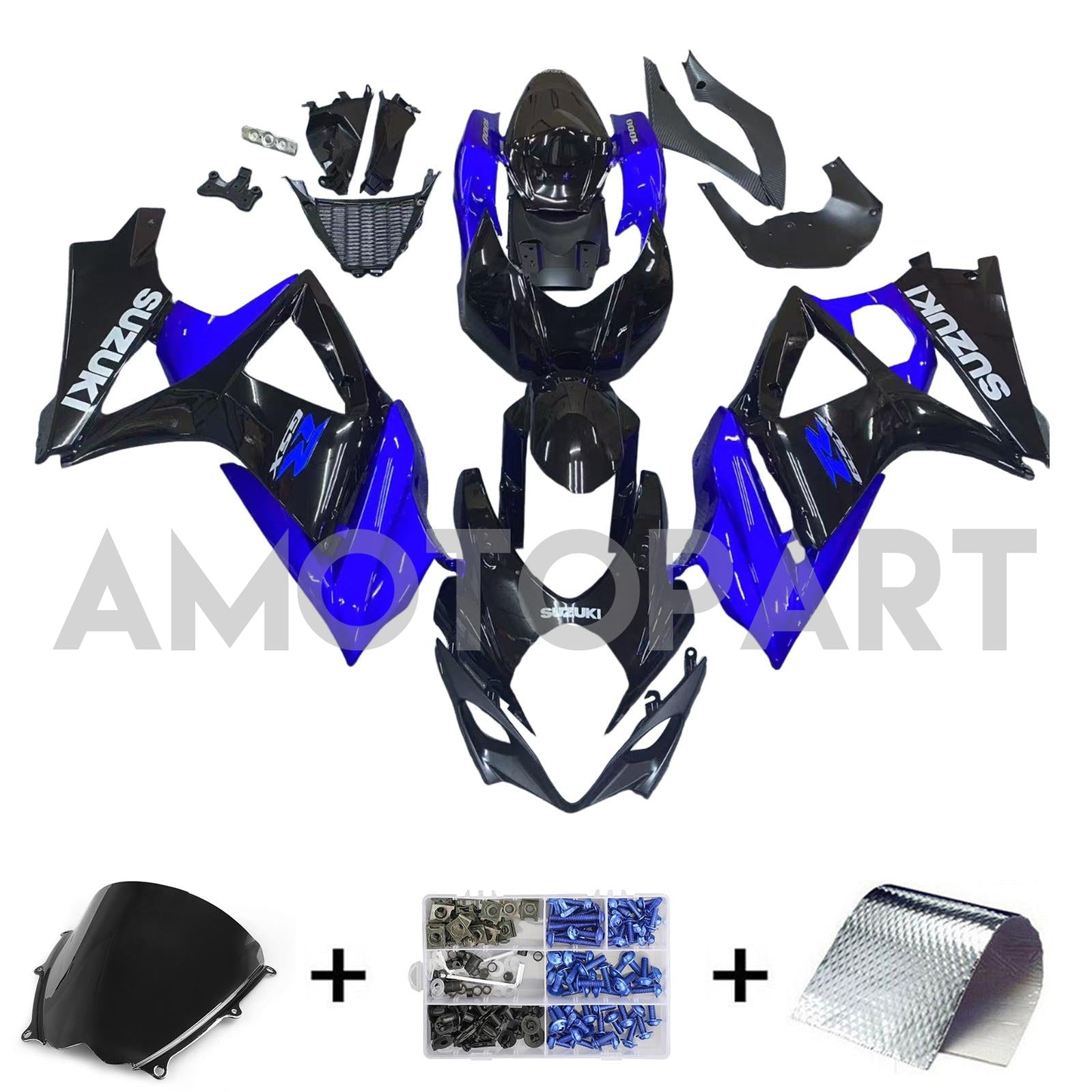 Amotopart 2007-2008 Suzuki GSXR1000 Fairing Blue&Black Kit