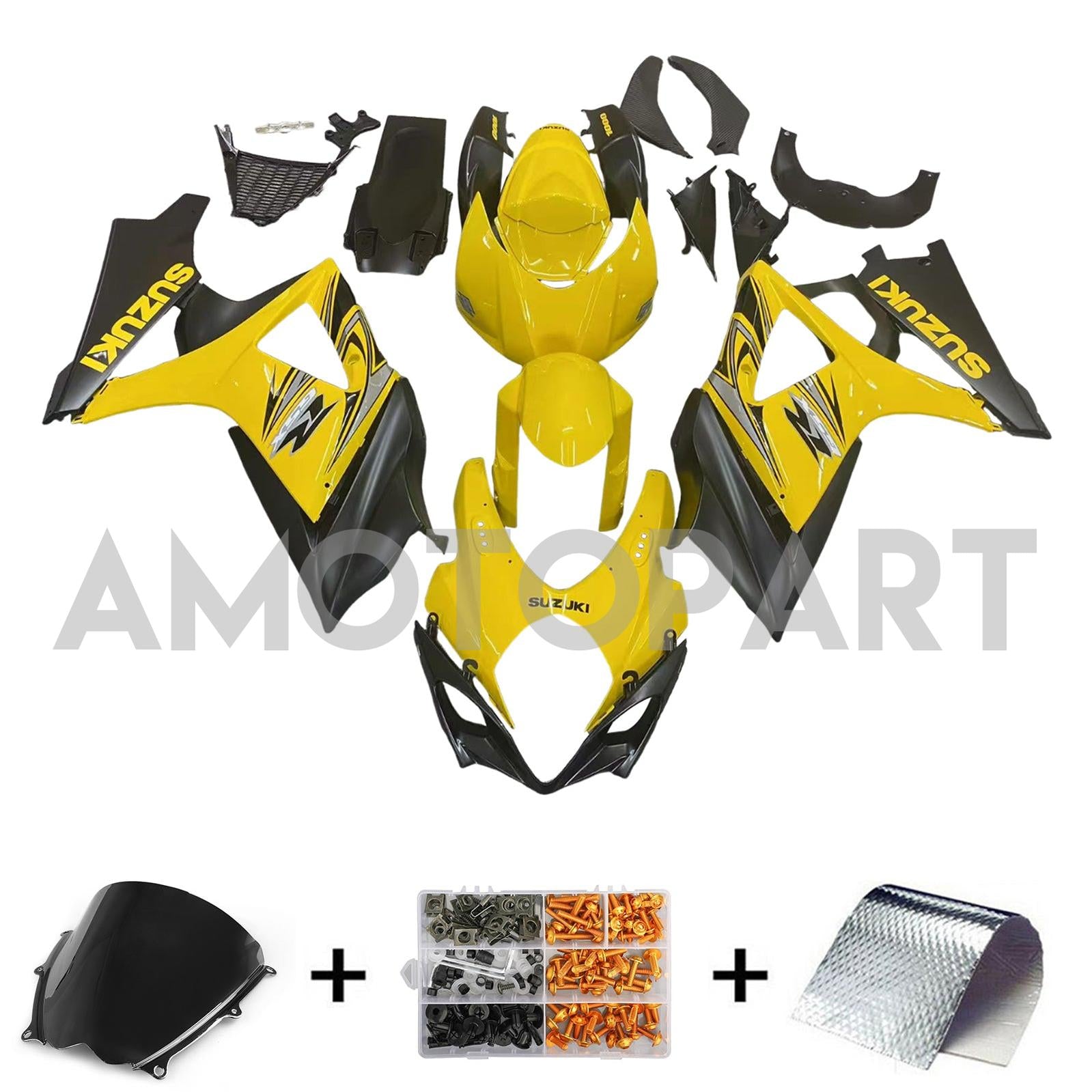 Amotopart 2007-2008 Suzuki GSXR1000 Fairing Yellow&Black Kit