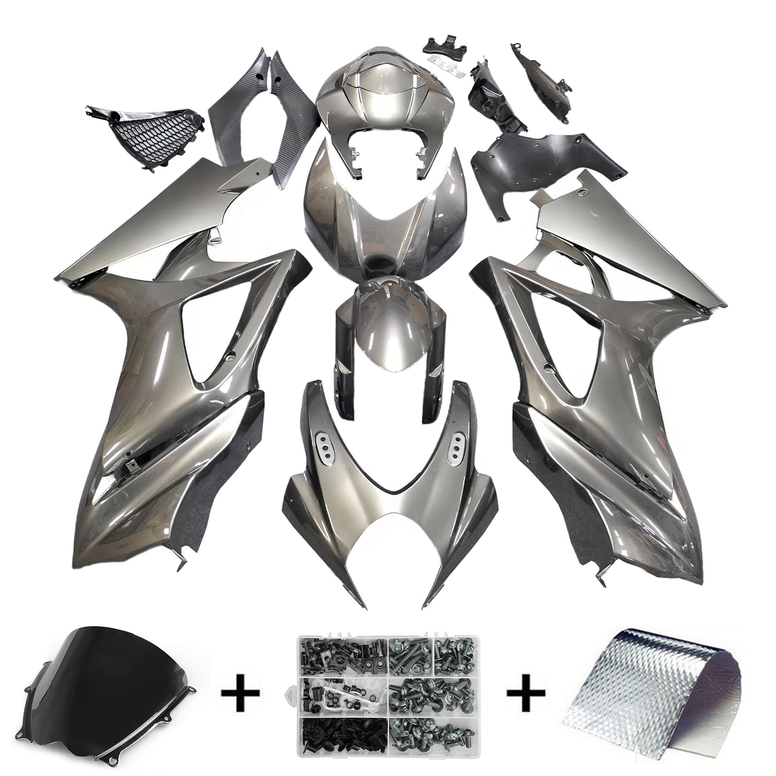 Amotopart 2009-2016 Suzuki GSXR1000 Fairing Matte Black&White Kit