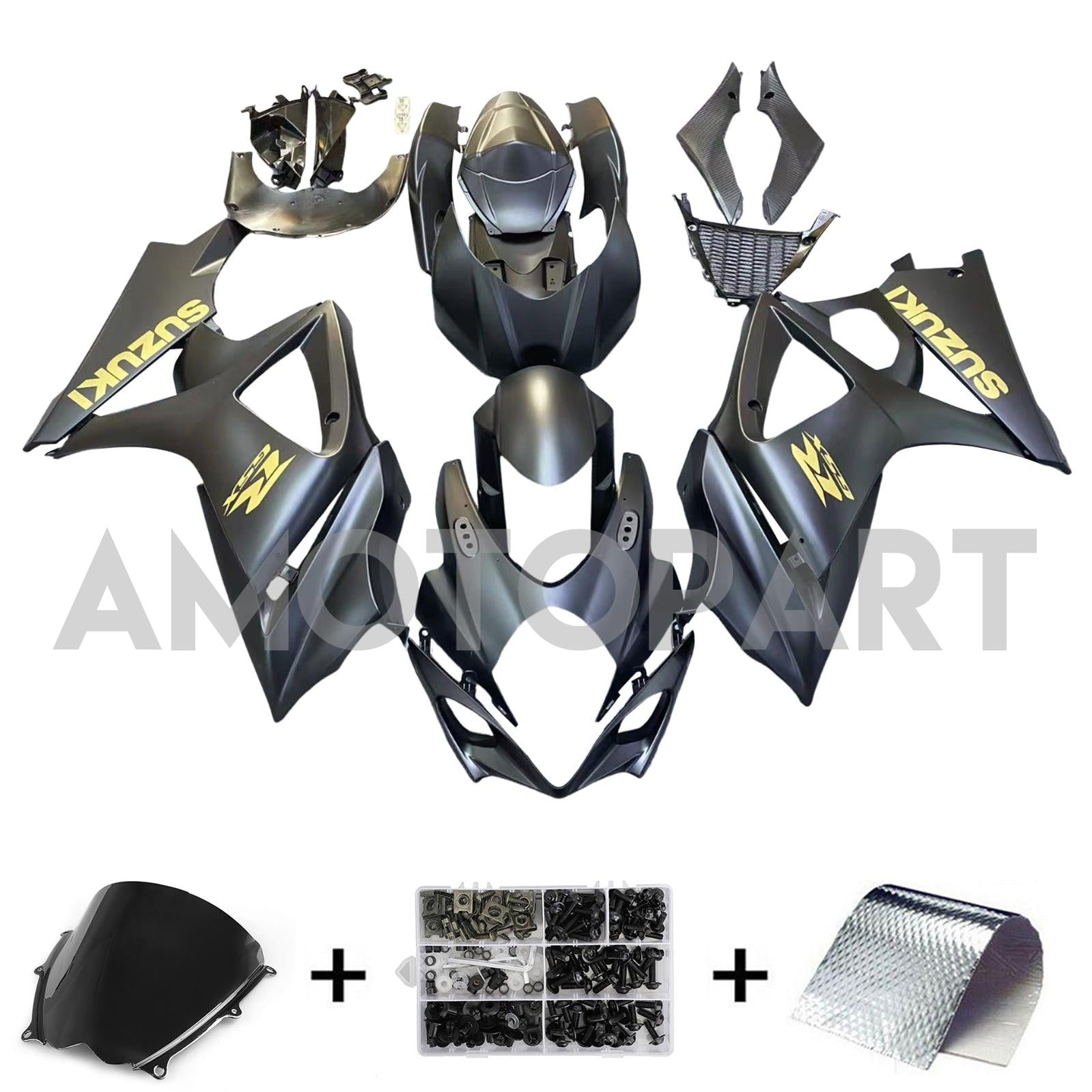 Amotopart 2007-2008 Suzuki GSXR1000 Fairing Black Style2 Kit