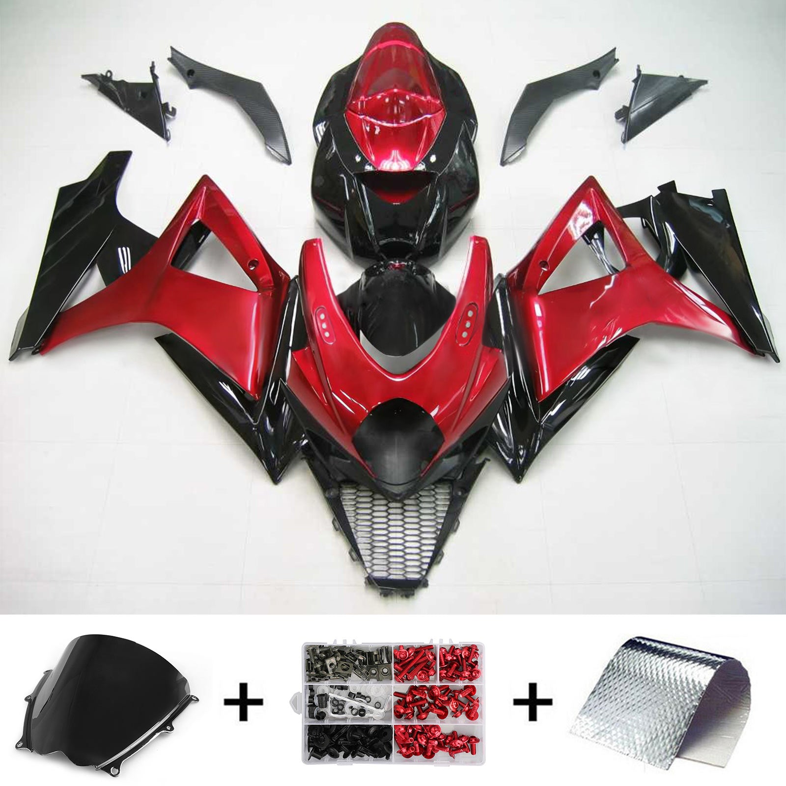 Amotopart 2007-2008 Suzuki GSXR1000 Fairing Red&Black Kit