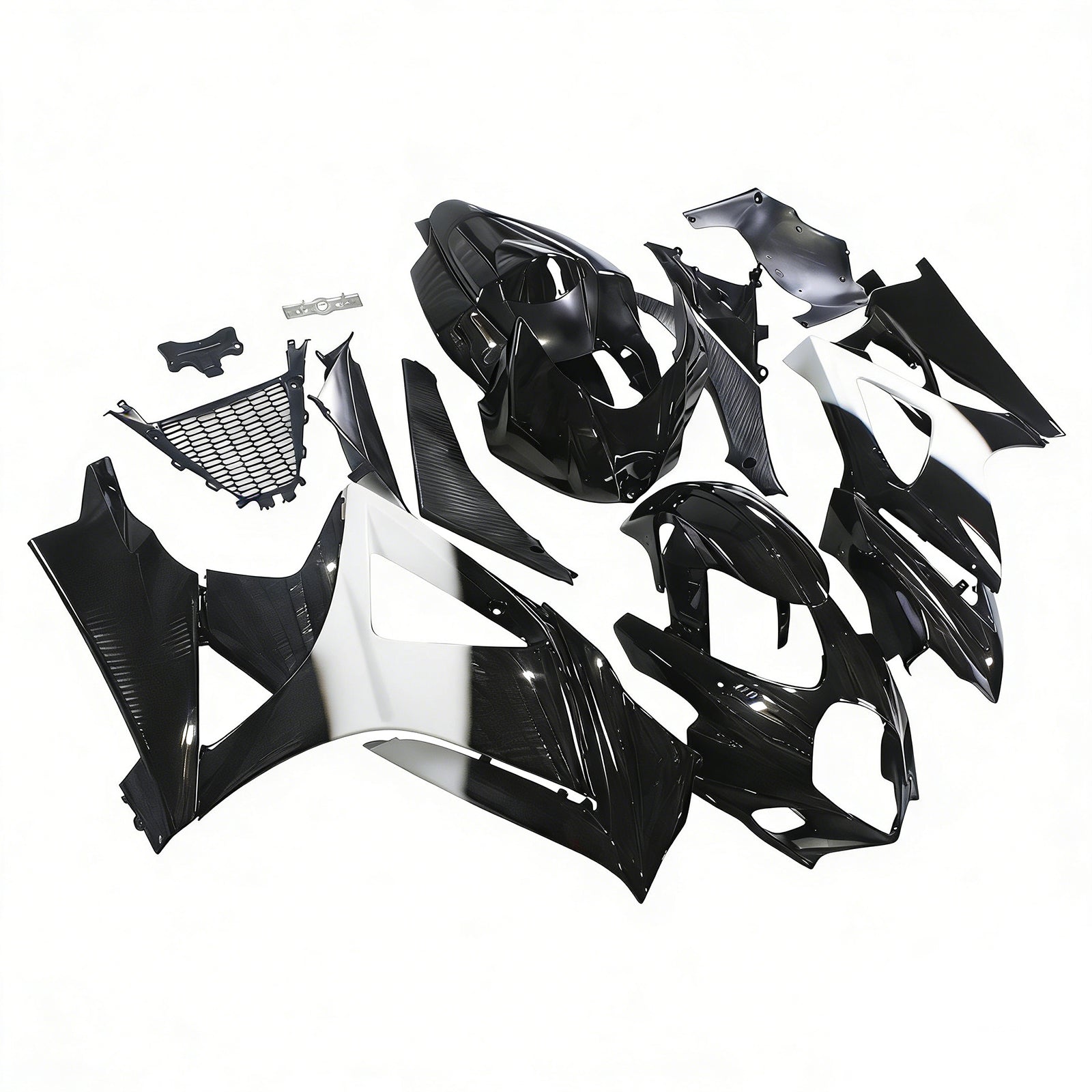 Amotopart 2007-2008 Suzuki GSXR1000 Fairing Glossy Black&White Kit
