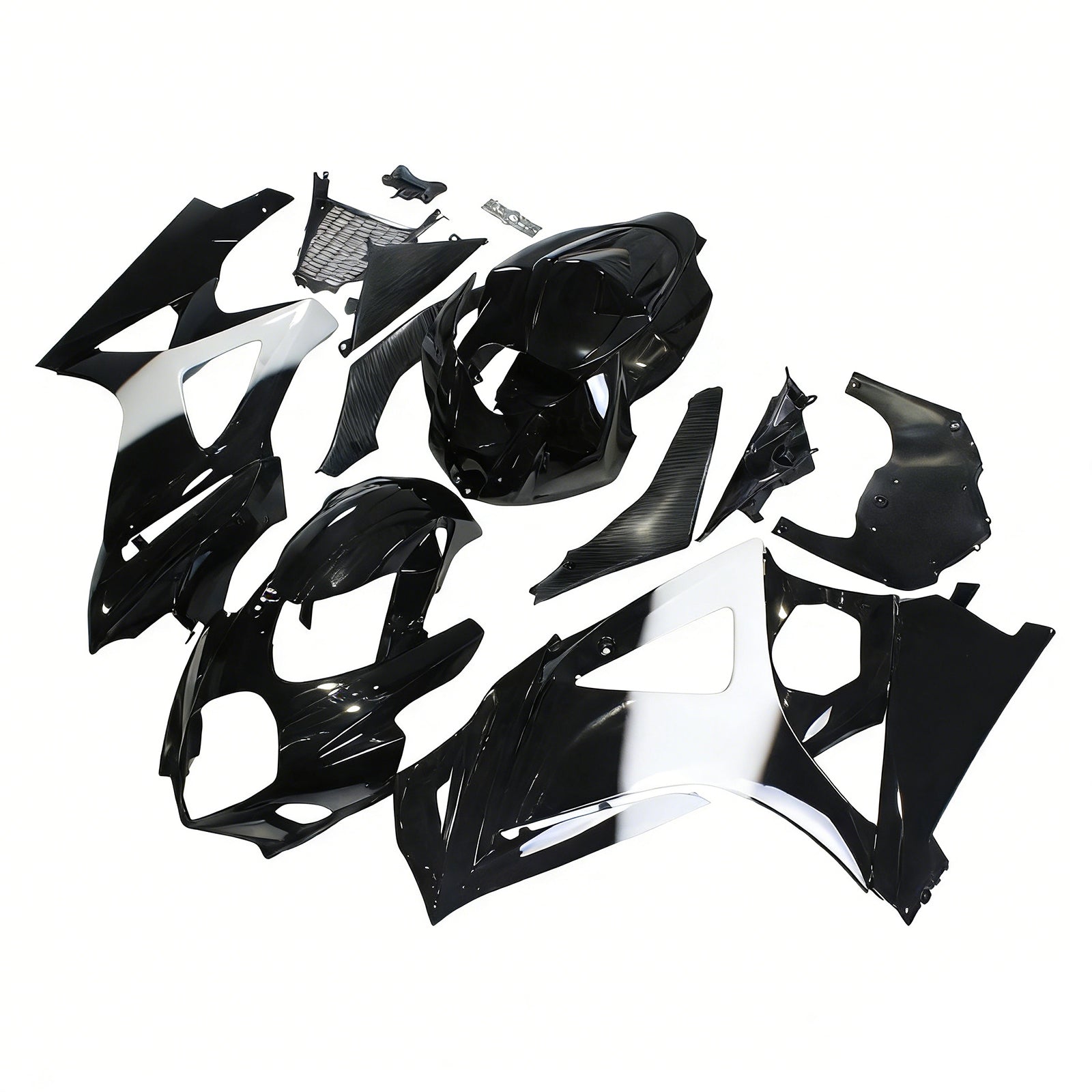 Amotopart 2007-2008 Suzuki GSXR1000 Fairing Glossy Black&White Kit