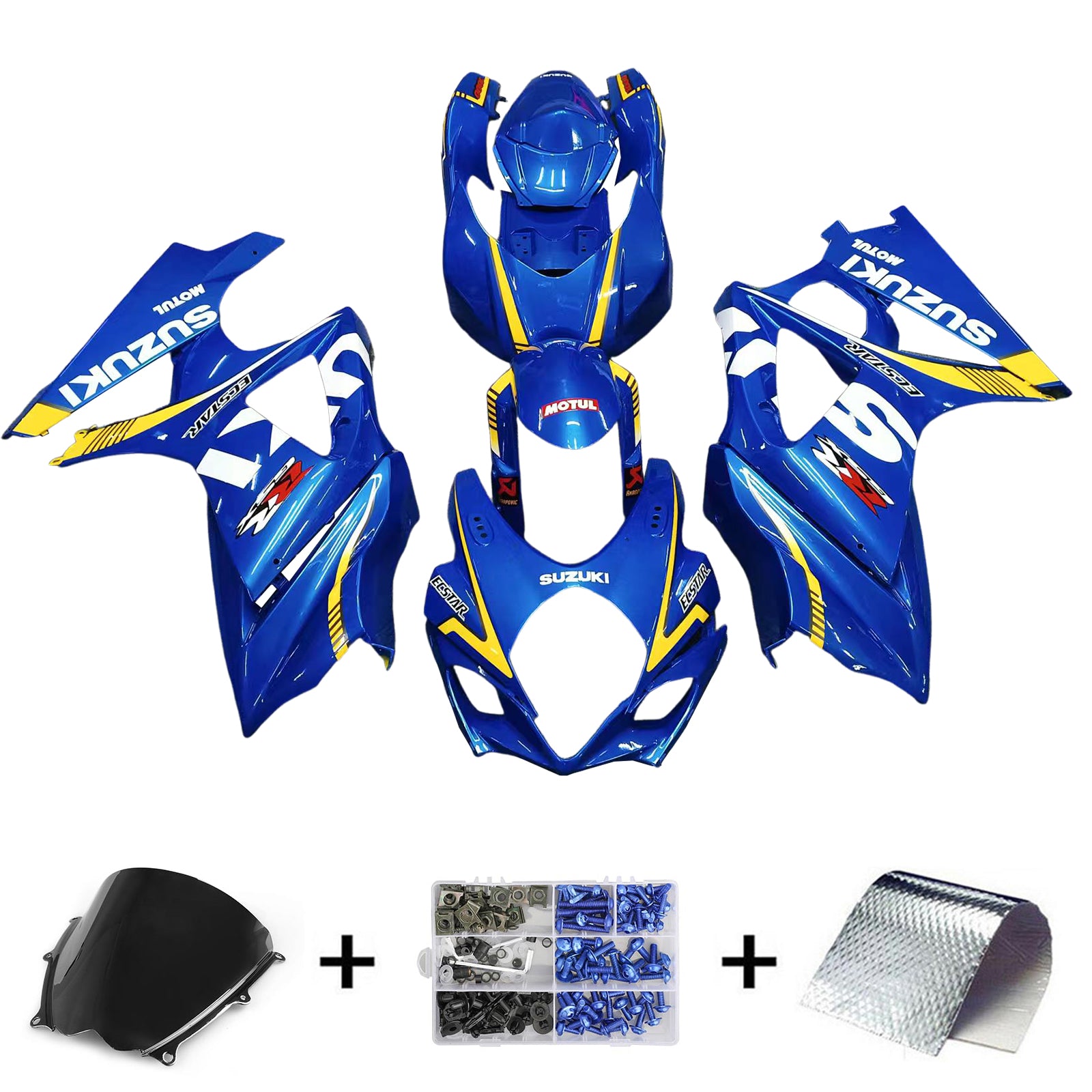 Amotopart 2007-2008 Suzuki GSXR1000 Fairing Blue&Yellow Kit