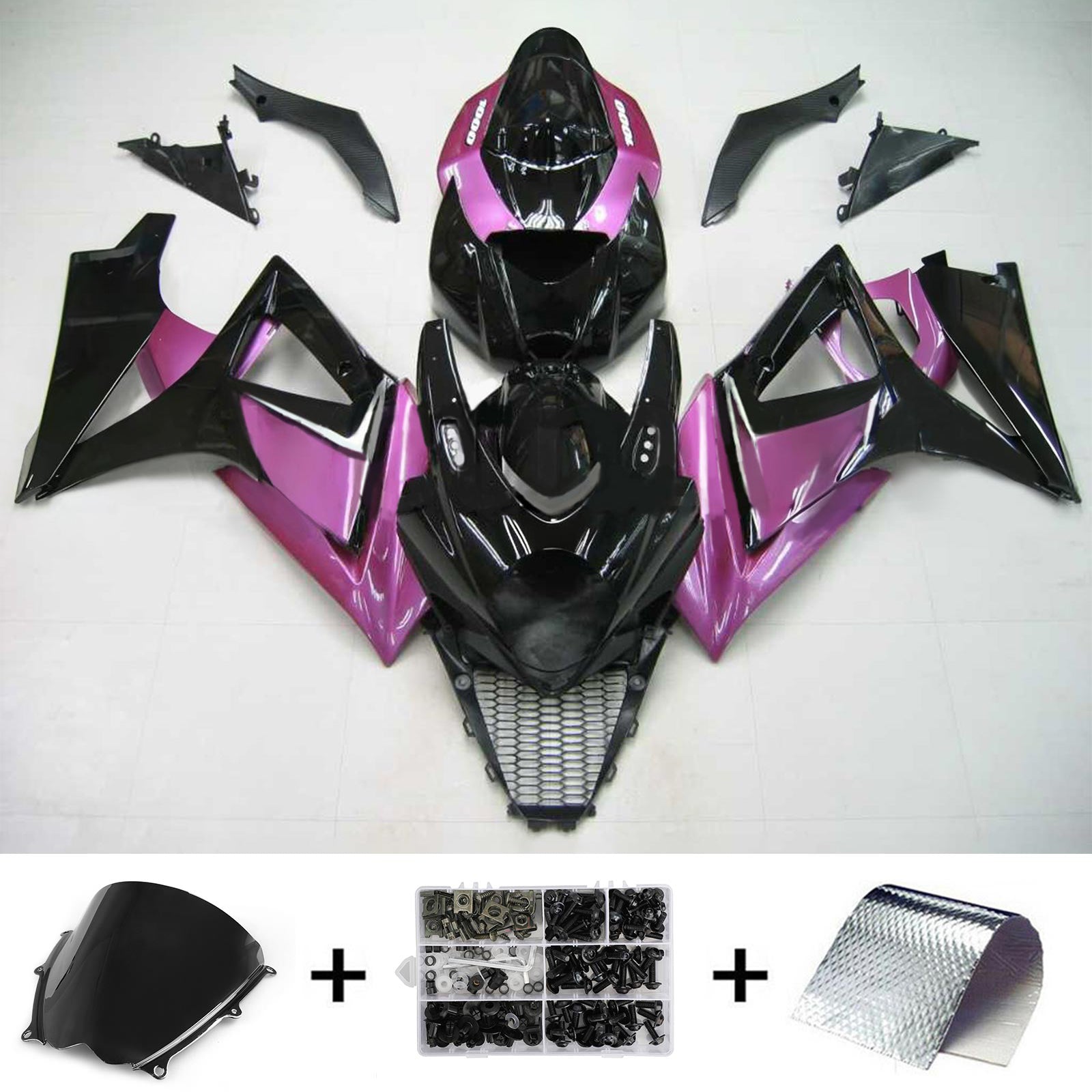 Amotopart 2007-2008 Suzuki GSXR1000 Fairing Black&Purple Kit