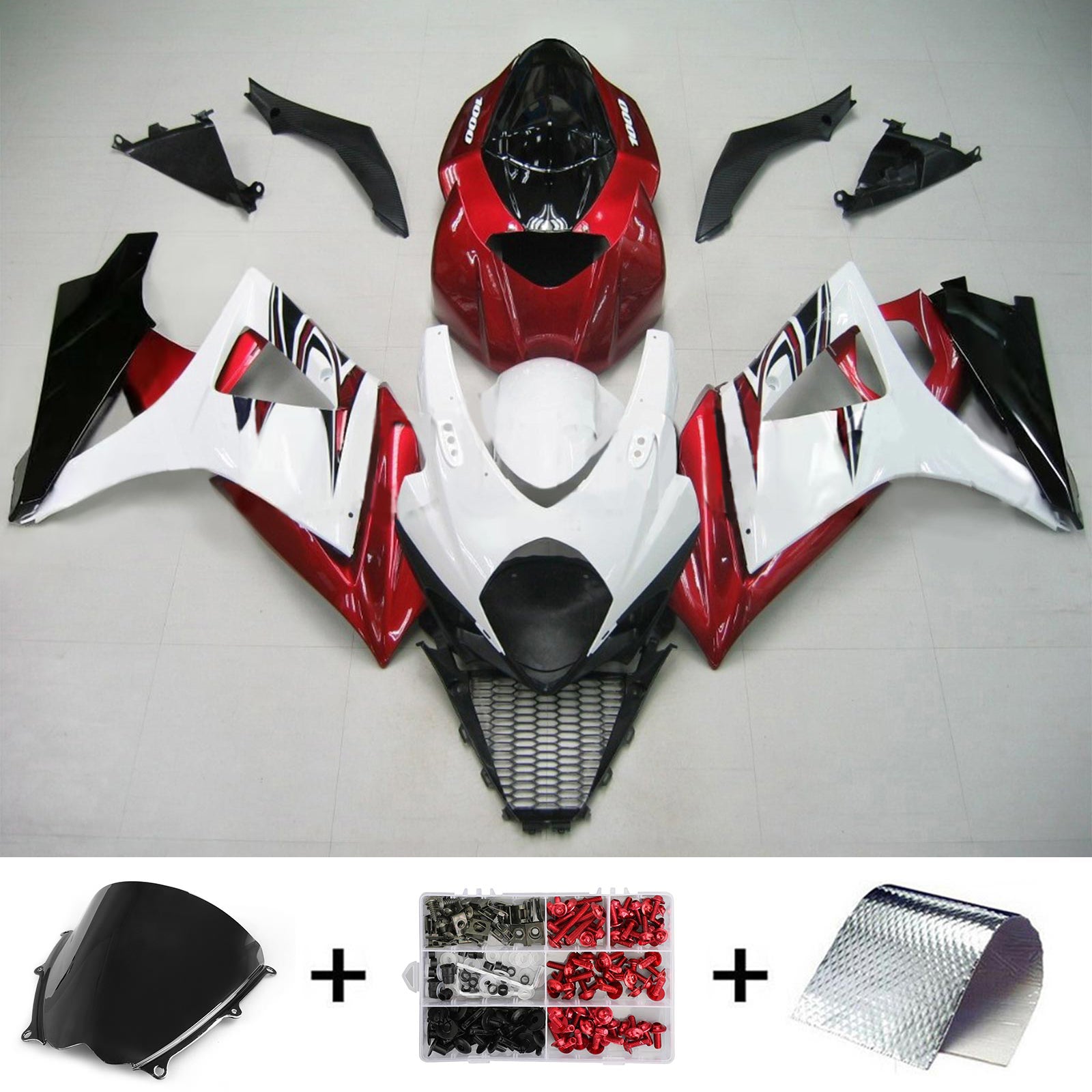 Amotopart 2007-2008 Suzuki GSXR1000 Fairing Red&White Kit