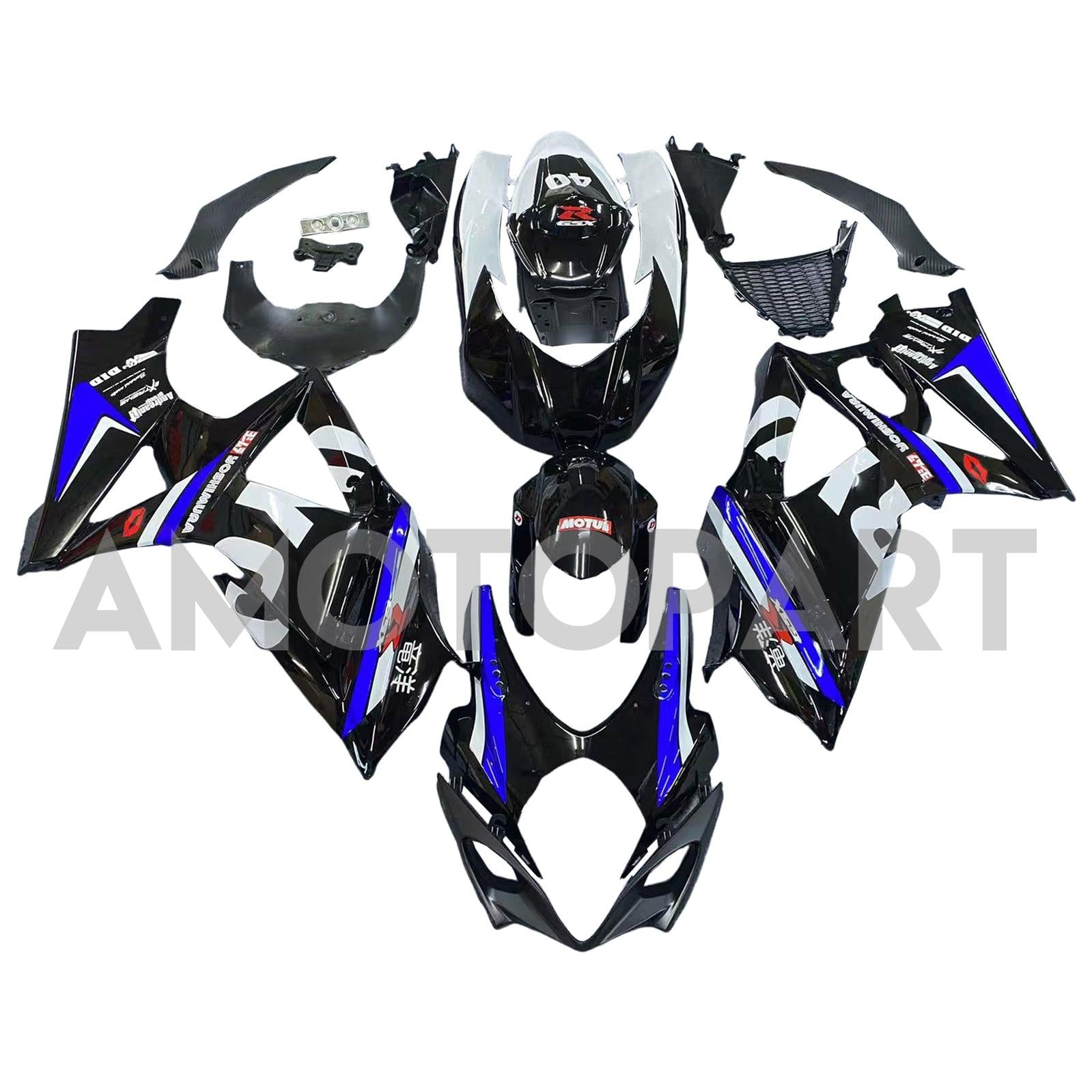 Amotopart 2007–2008 Suzuki GSXR1000 K7, Schwarz&Blaues Verkleidungskit