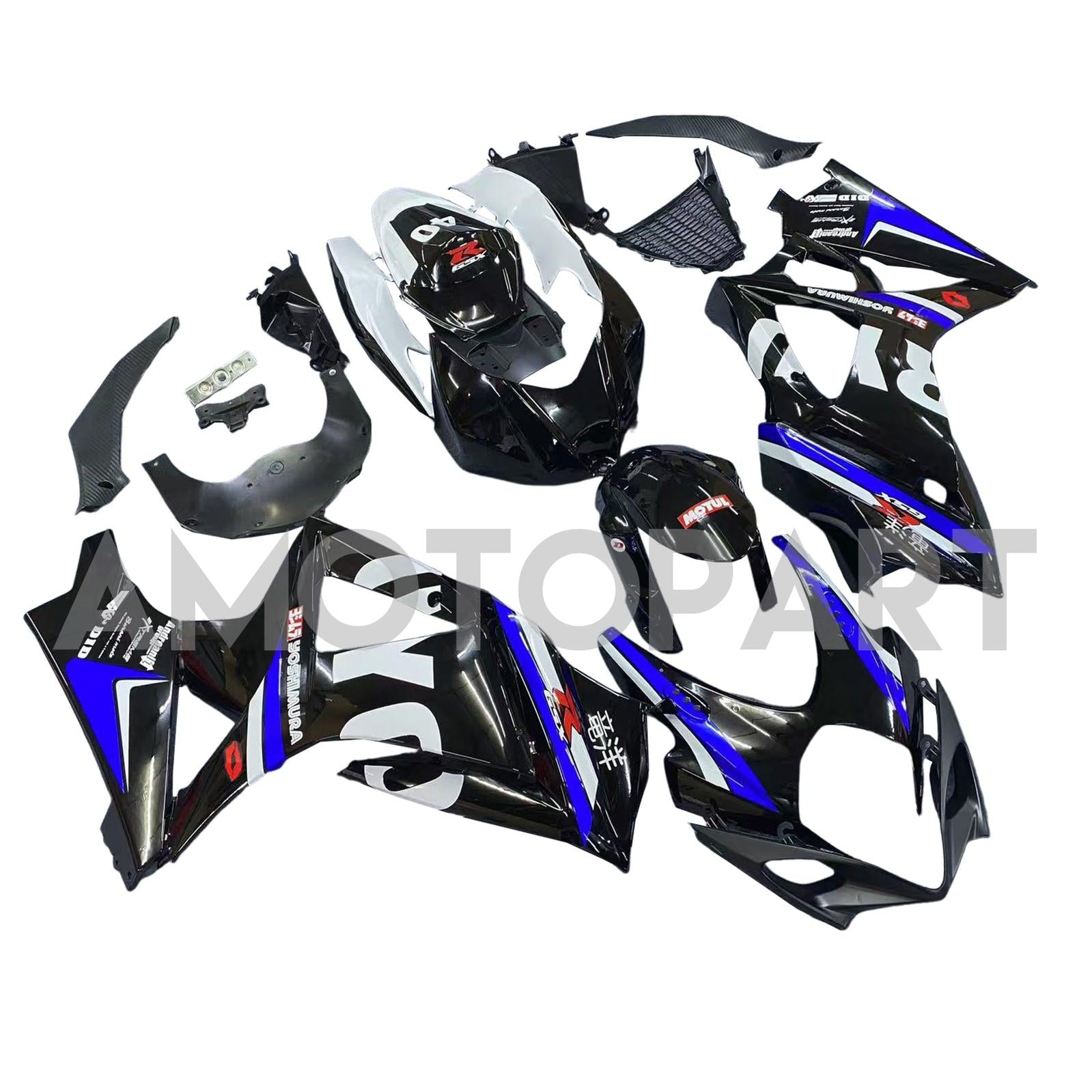 Amotopart 2007–2008 Suzuki GSXR1000 K7, Schwarz&Blaues Verkleidungskit