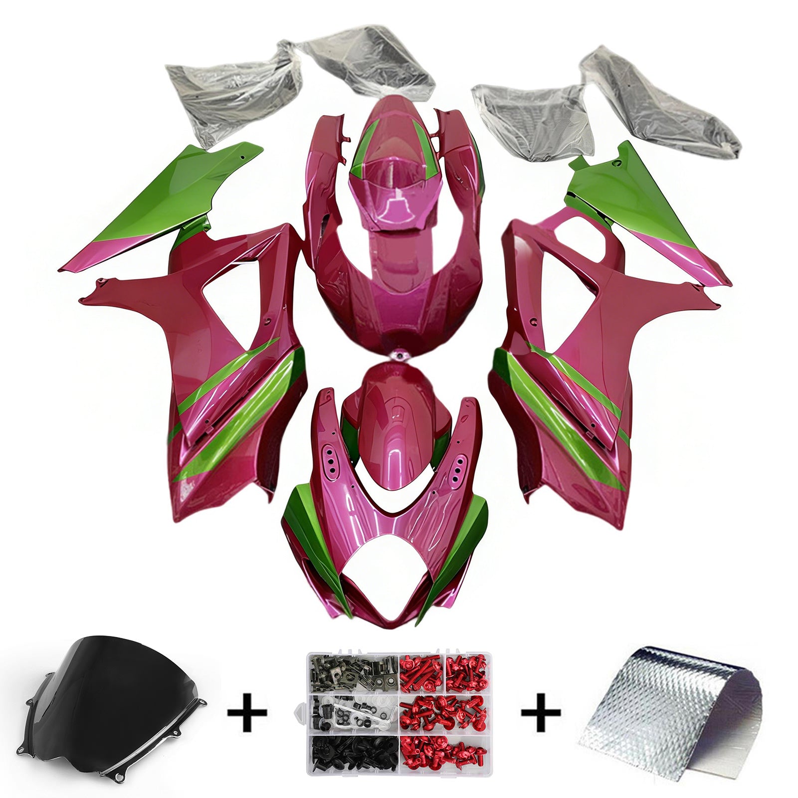 Amotopart 2007-2008 Suzuki GSXR1000 K7 Pink & Green Fairing Kit