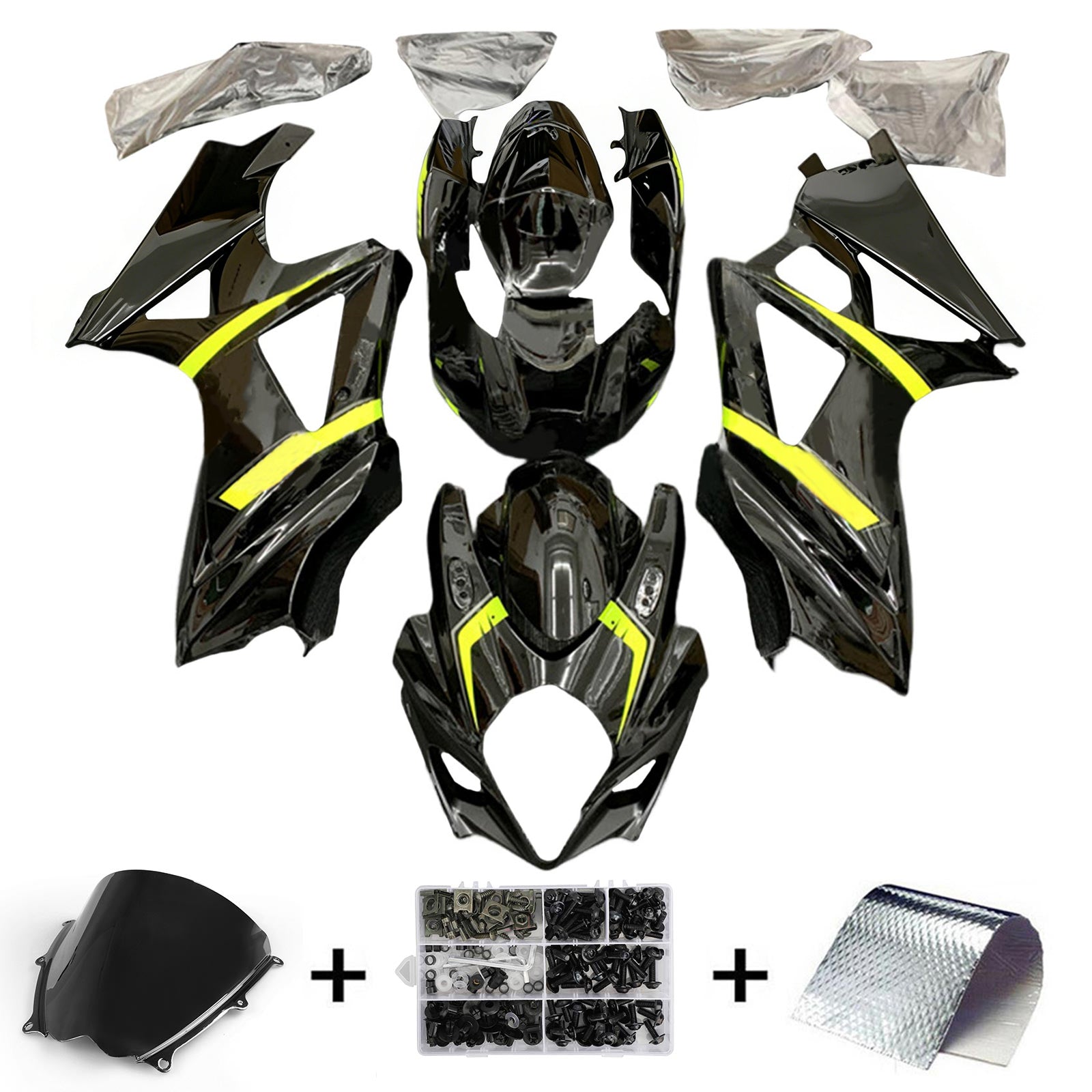 Amotopart 2007-2008 Suzuki GSXR1000 K7 Black&Yellow Fairing Kit