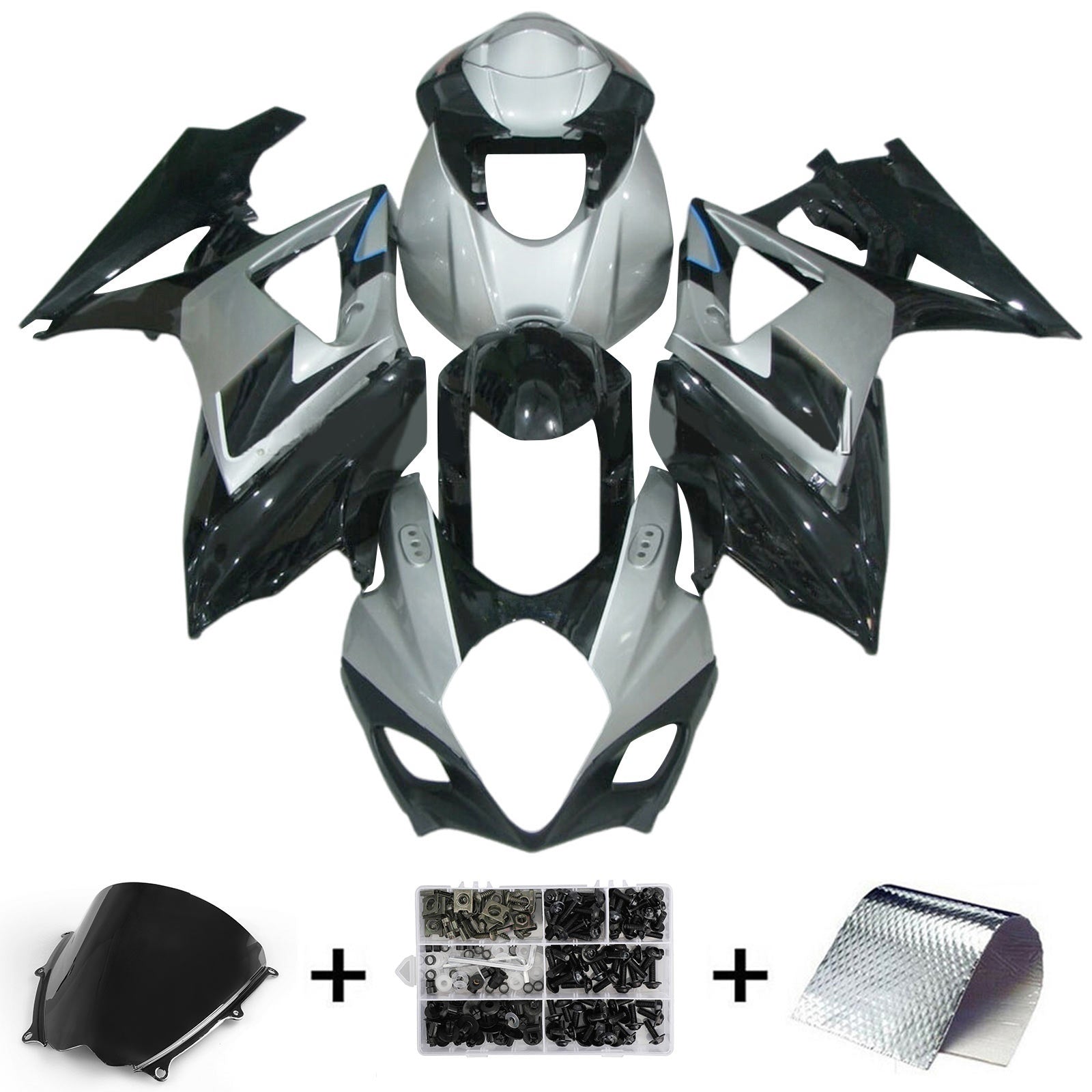 Amotopart 2007-2008 K7 GSXR1000 Suzuki Kit carena grigio e nero