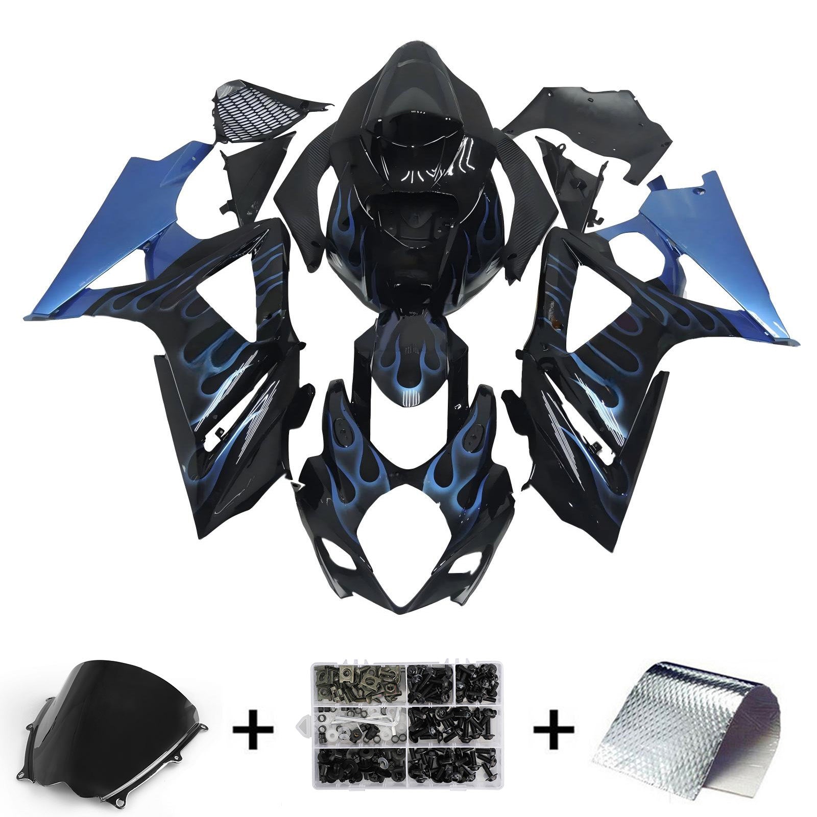 Amotopart 2007-2008 K7 GSXR1000 Suzuki nero con accenti blu carenatura