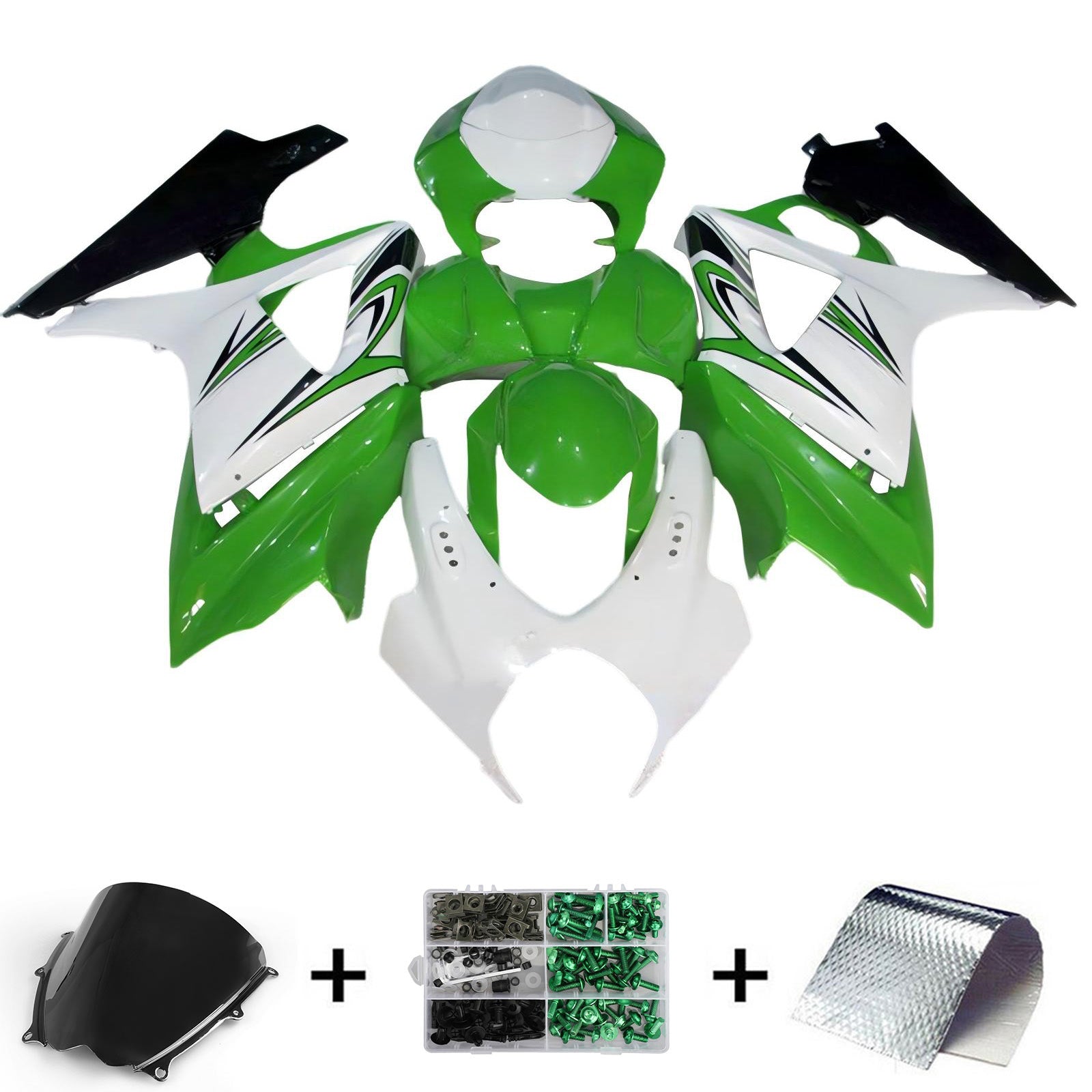 Amotopart 2007-2008 K7 GSXR1000 Suzuki Kit carena verde e bianco