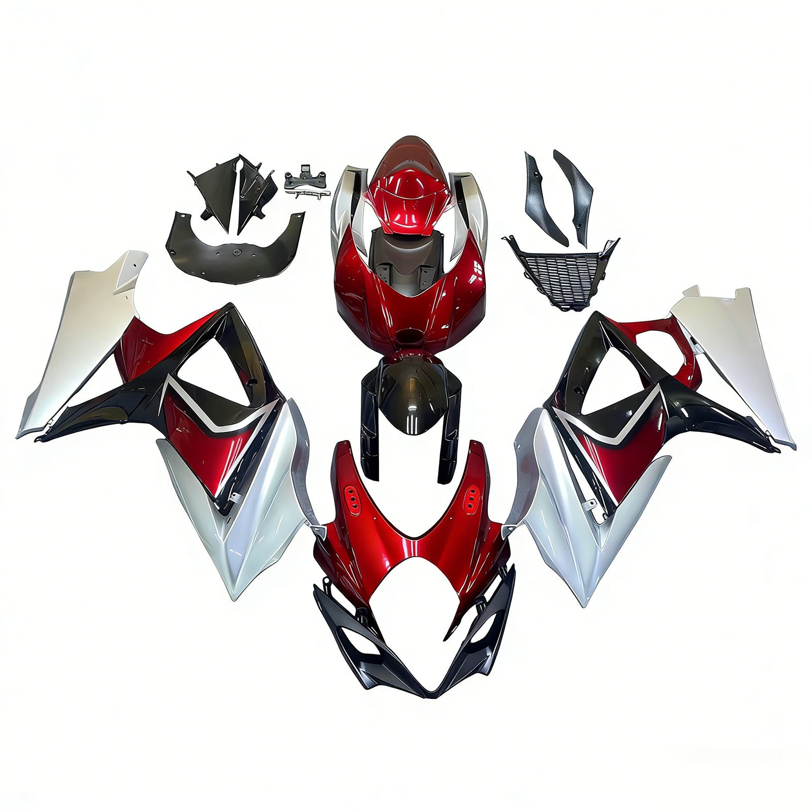 Amotopart 2007-2008 K7 GSXR1000 Suzuki Red&Silver Fairing Kit