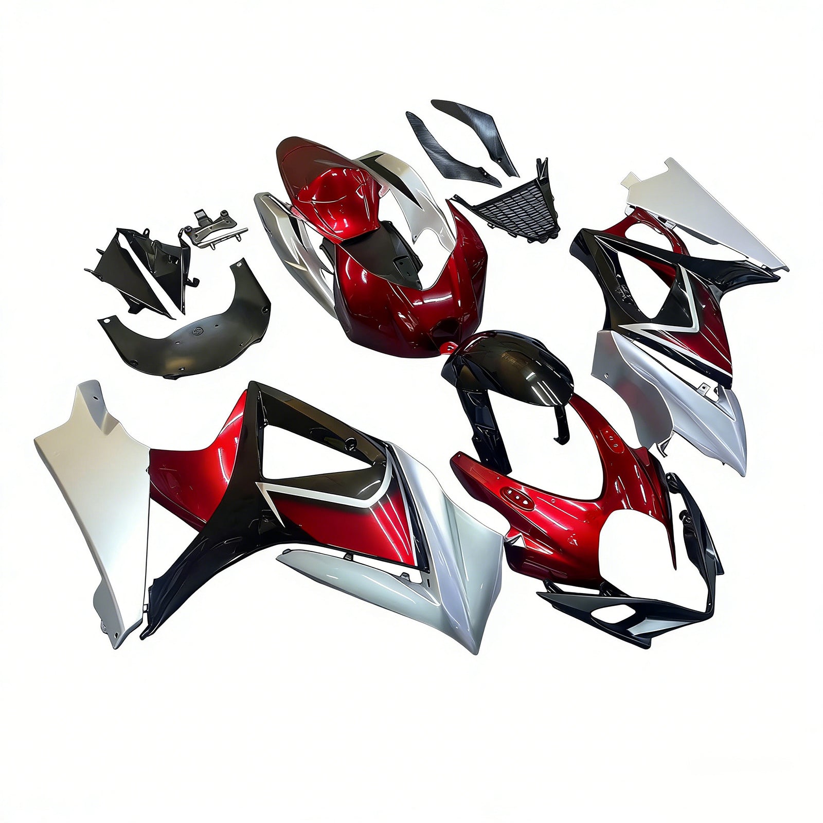 Amotopart 2007-2008 K7 GSXR1000 Suzuki Red&Silver Fairing Kit