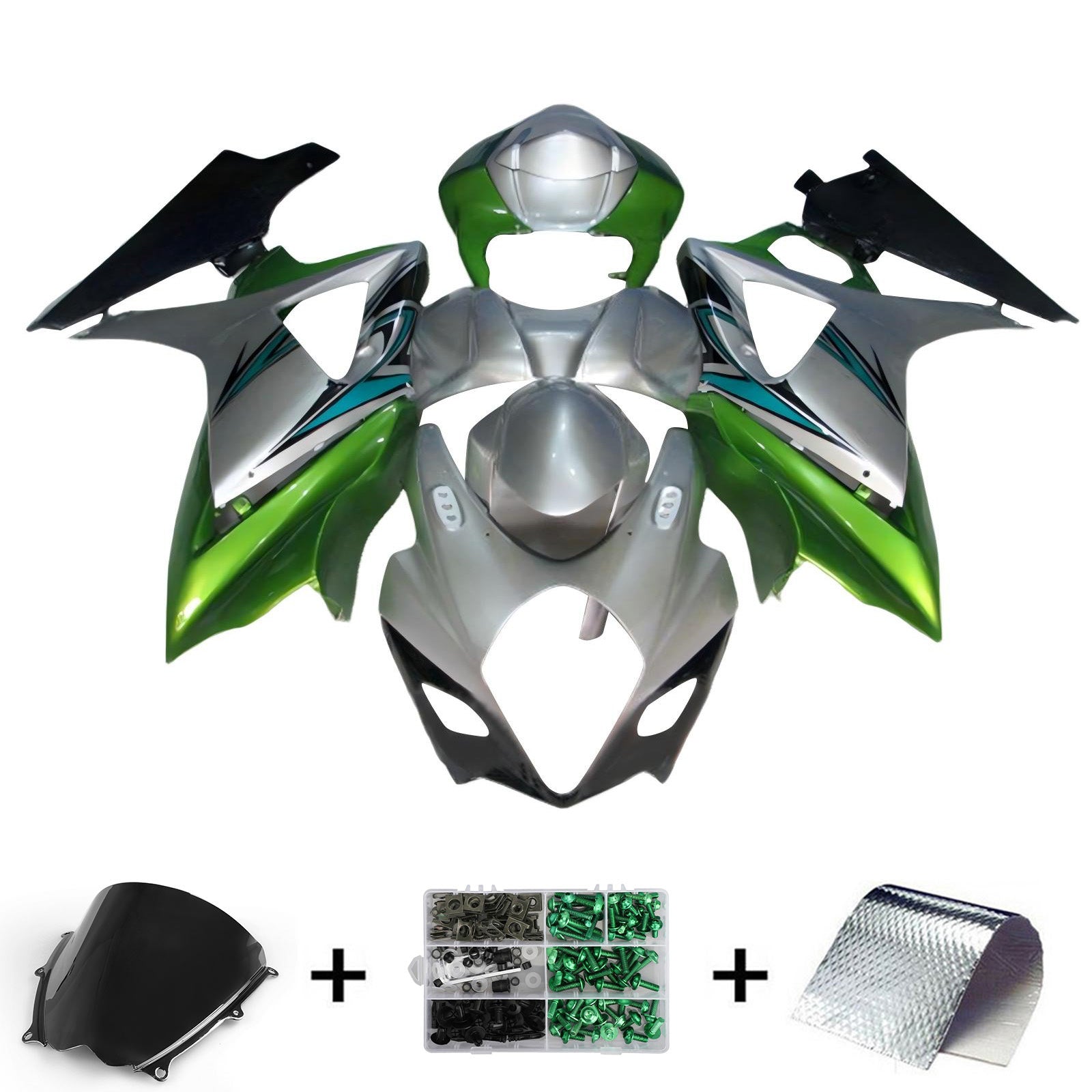 Amotopart 2007-2008 K7 GSXR1000 Suzuki Kit carena verde e grigio