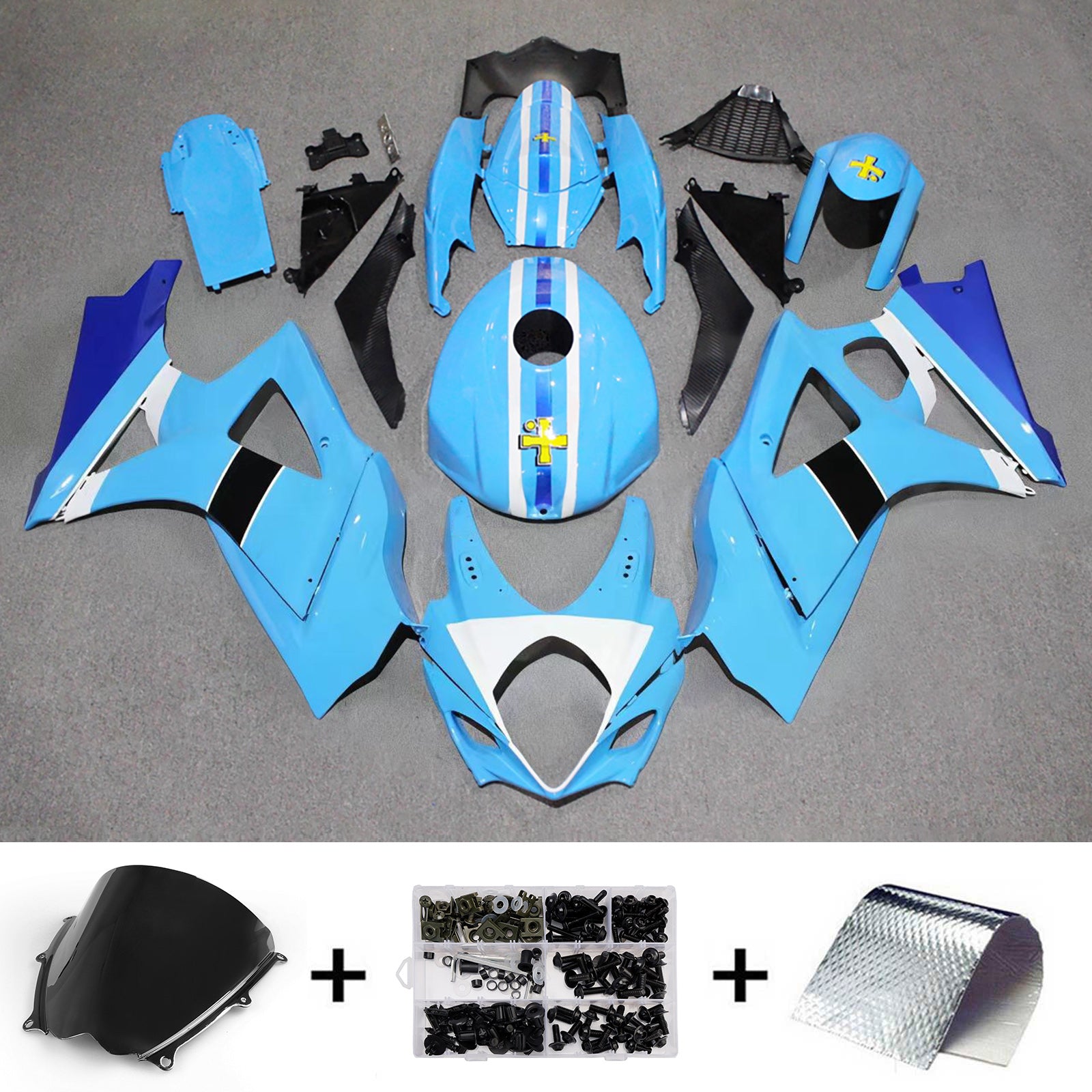 Amotopart 2007-2008 Suzuki GSXR1000 Blue Fairing Kit