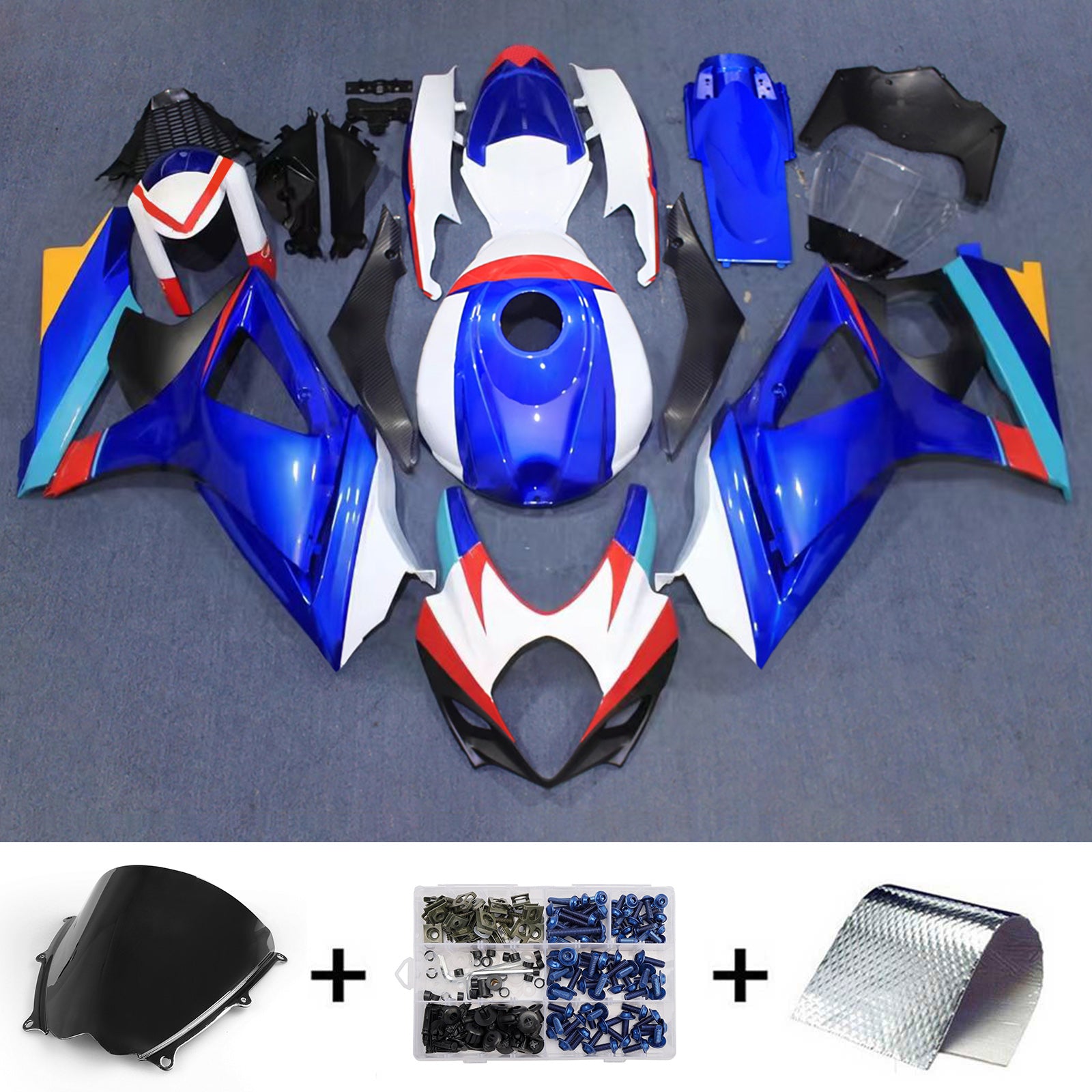 Amotopart 2007-2008 Suzuki GSXR1000 Blue White Red Fairing Kit