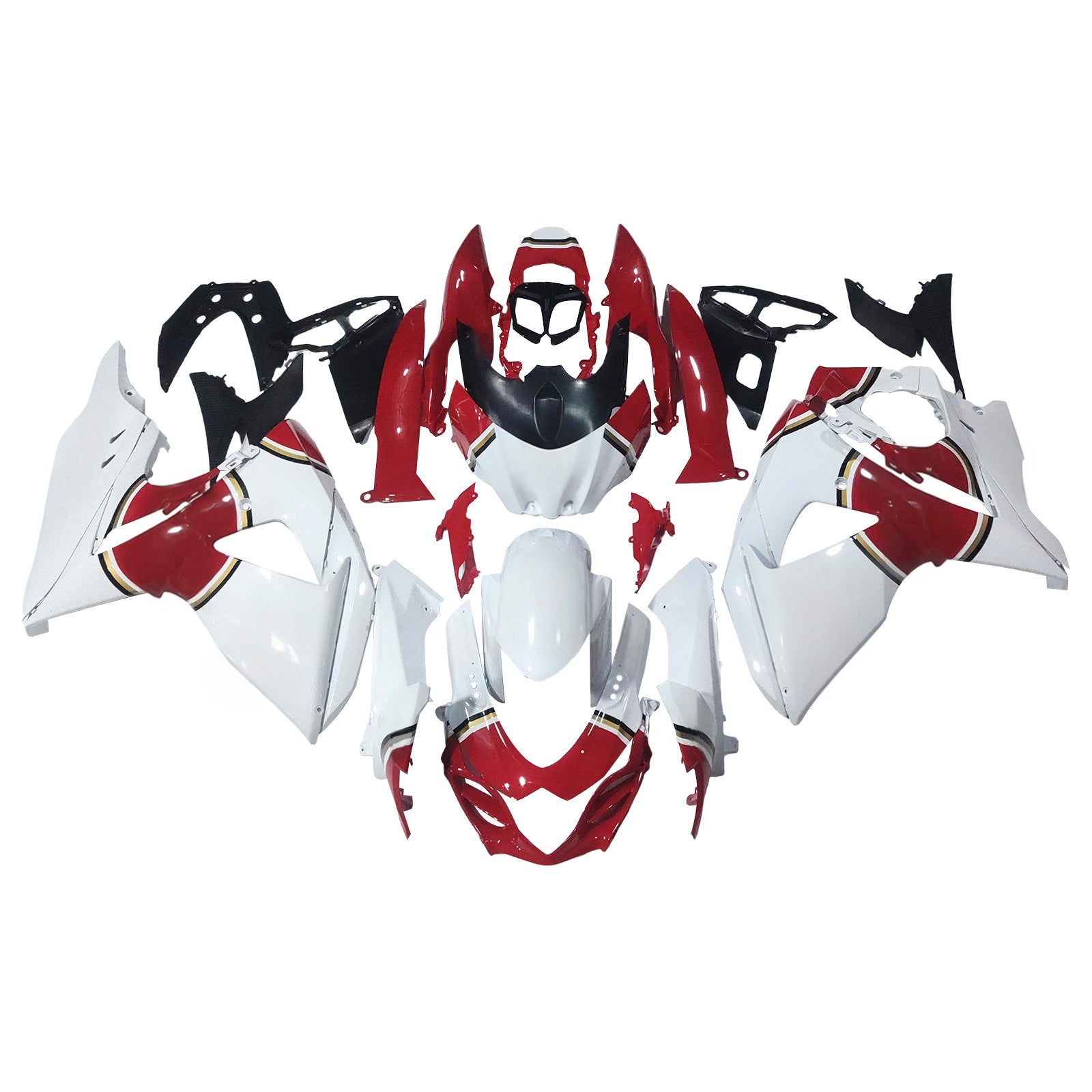 Amotopart 2009-2016 Suzuki GSXR1000 Glossy White Red Fairing Kit