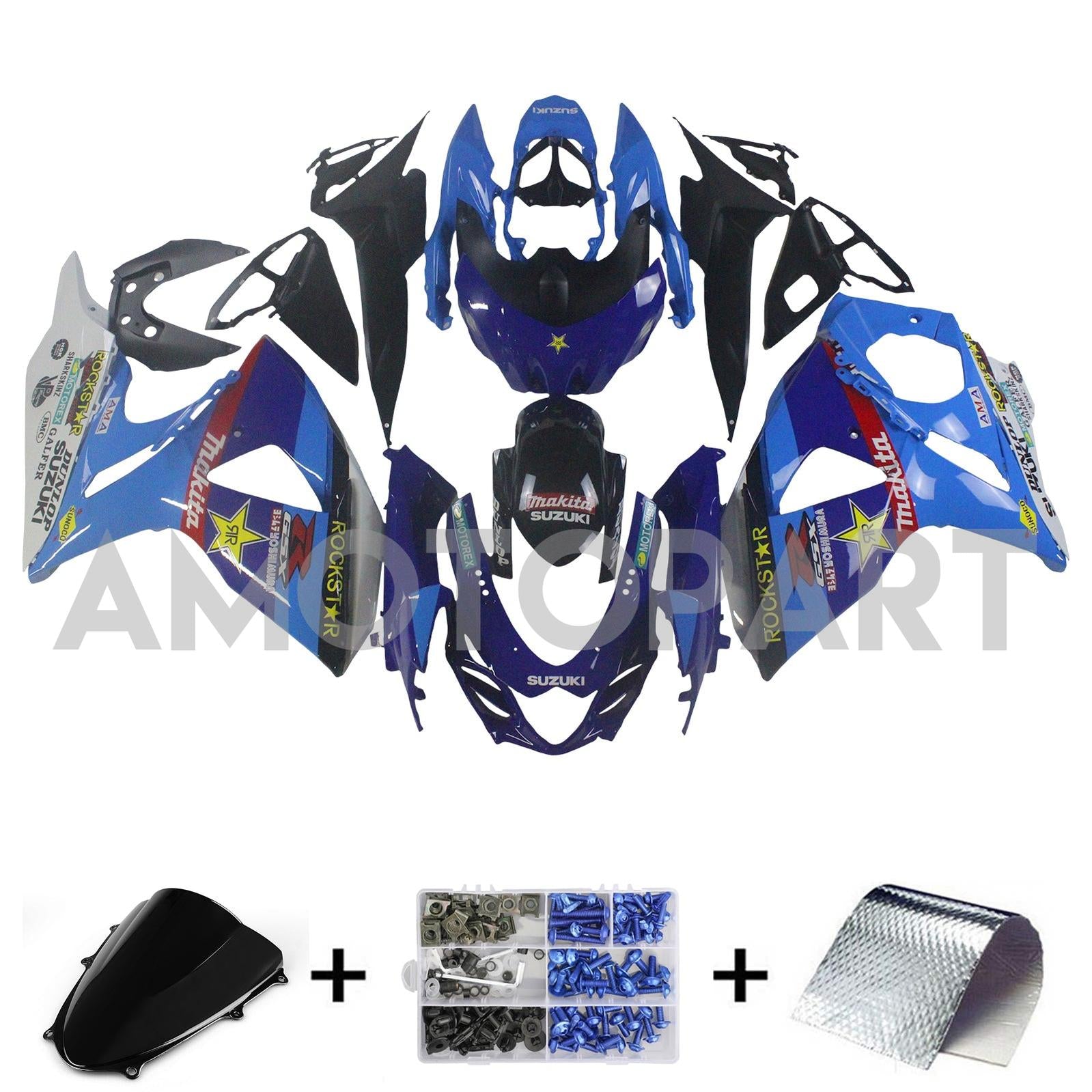 Amotopart 2009-2016 Suzuki GSXR1000 Fairing Multi Blue&Red Kit