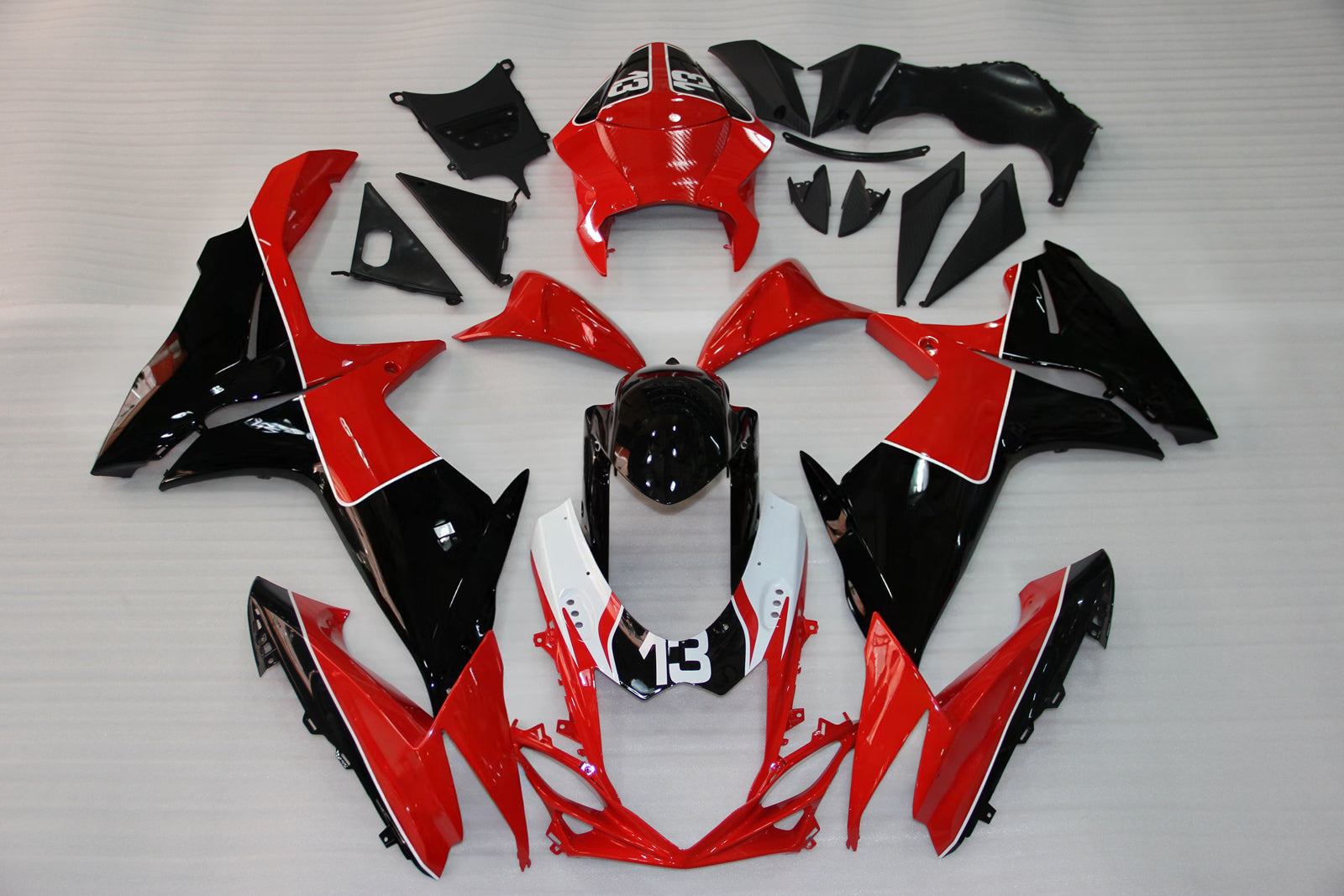 Amotopart Verkleidung für Suzuki GSXR1000 (2009–2016), mehrfarbig, Schwarz&Red Kit