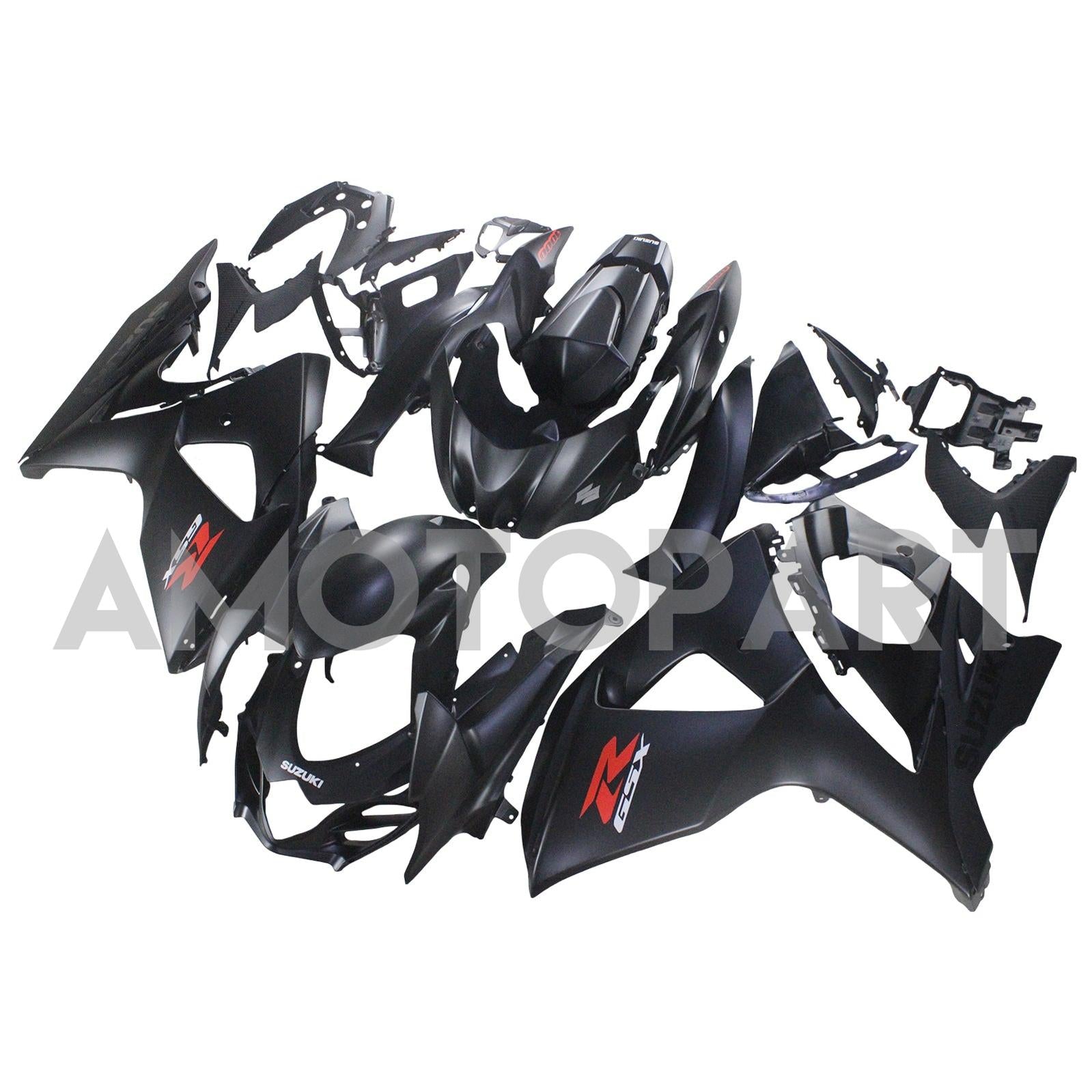 Amotopart 2007-2008 Suzuki GSXR1000 Fairing Matte Black & Red Letter Kit
