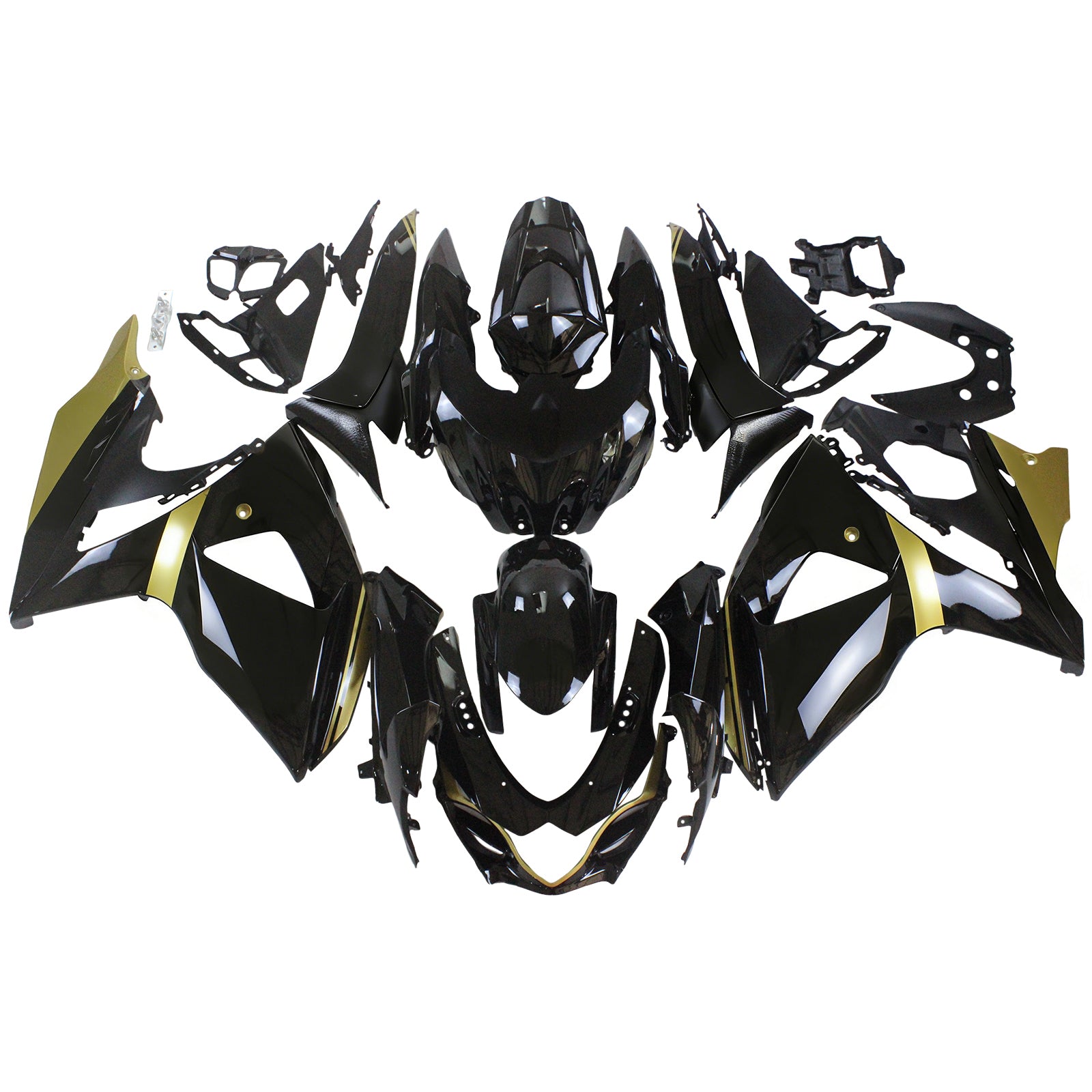 Amotopart 2009-2016 Suzuki GSXR1000 Verkleidung Schwarz&Gold-Kit