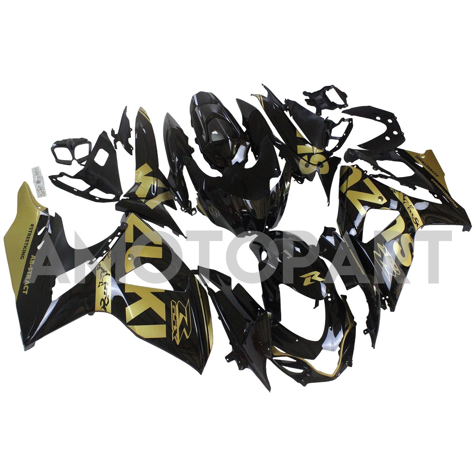Amotopart 2009-2016 Suzuki GSXR1000 Fairing Black & Gold Kit