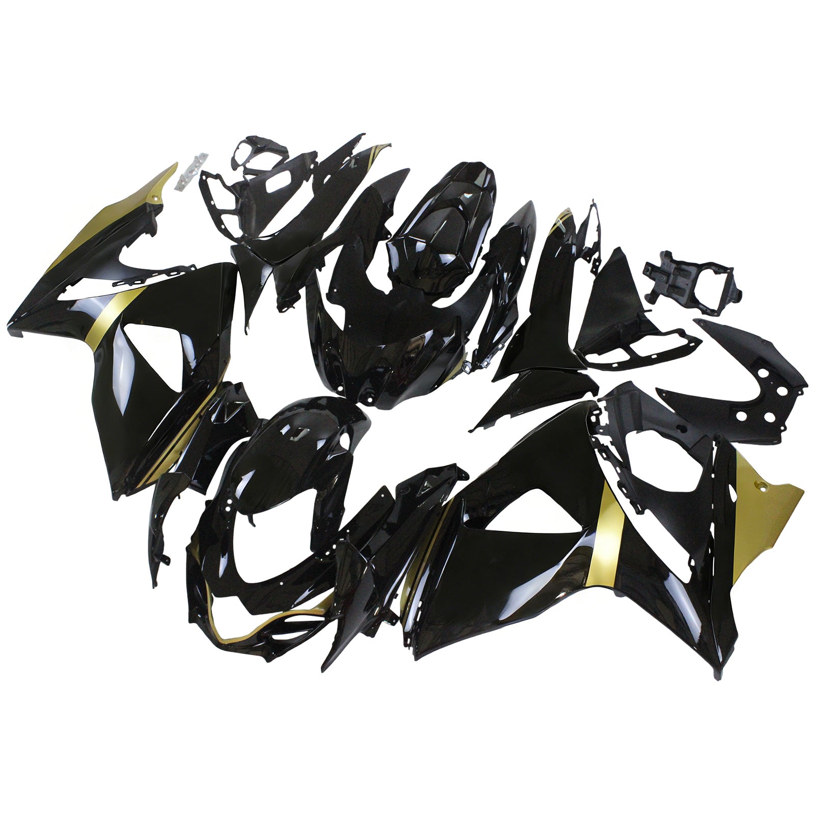 Amotopart 2009-2016 Suzuki GSXR1000 Verkleidung Schwarz&Gold-Kit