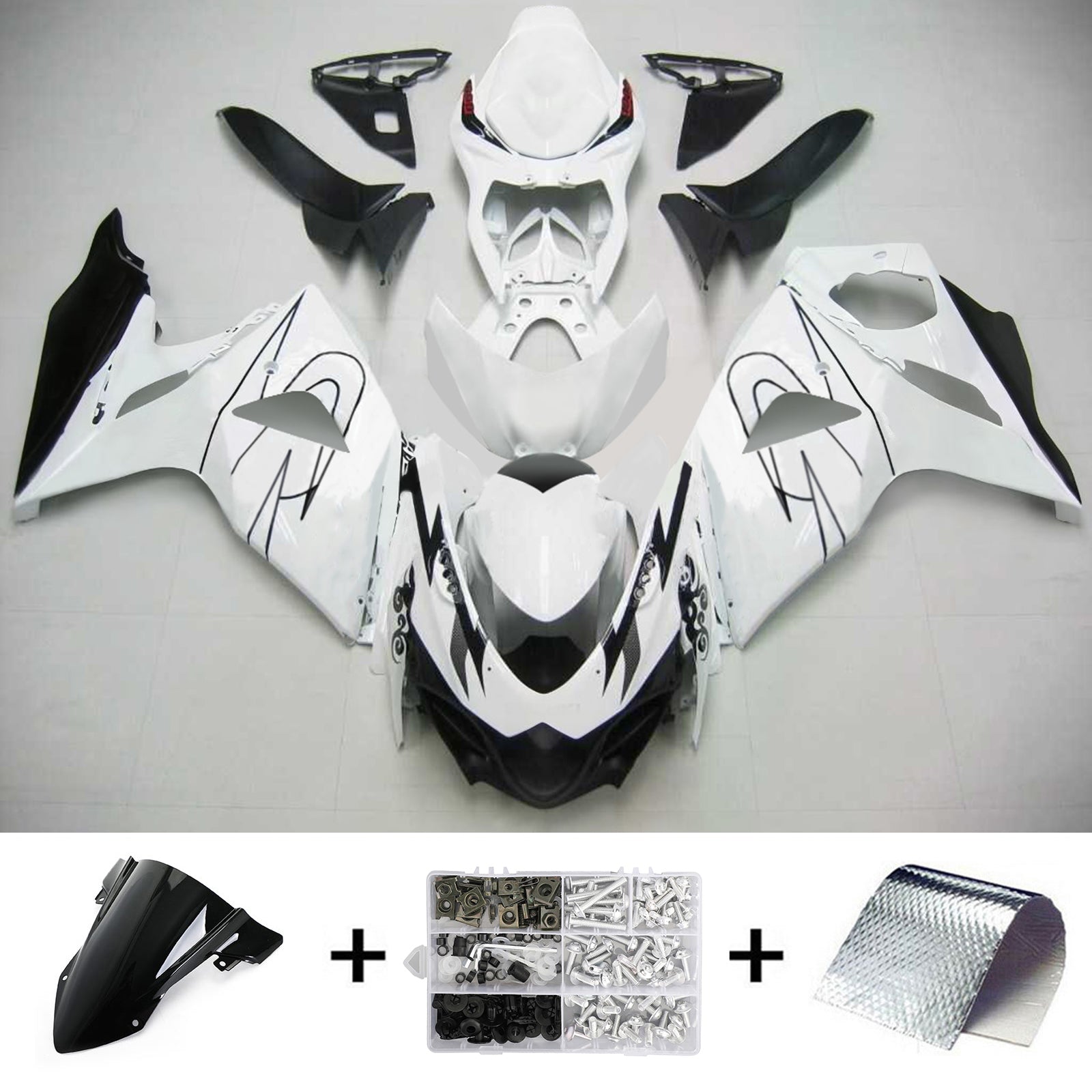 Amotopart 2009-2016 Suzuki GSXR1000 Fairing White Kit