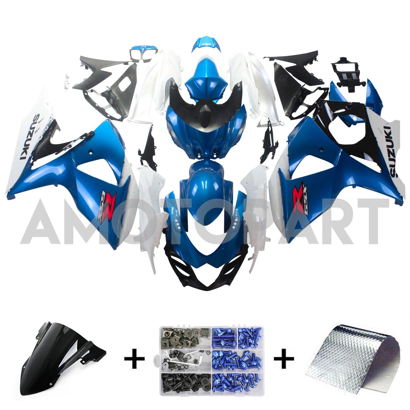 Amotopart 2009-2016 Suzuki GSXR1000 Fairing Glossy Blue&Red letter Kit