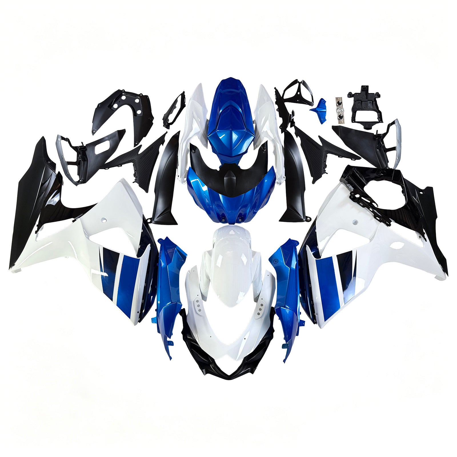 Amotopart 2009-2016 Suzuki GSXR1000 Fairing White & Blue Kit