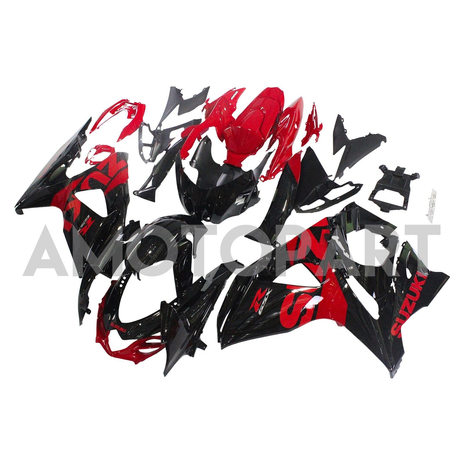 Amotopart 2009–2016 Suzuki GSXR1000 Verkleidung, Schwarz&Rotes Kit