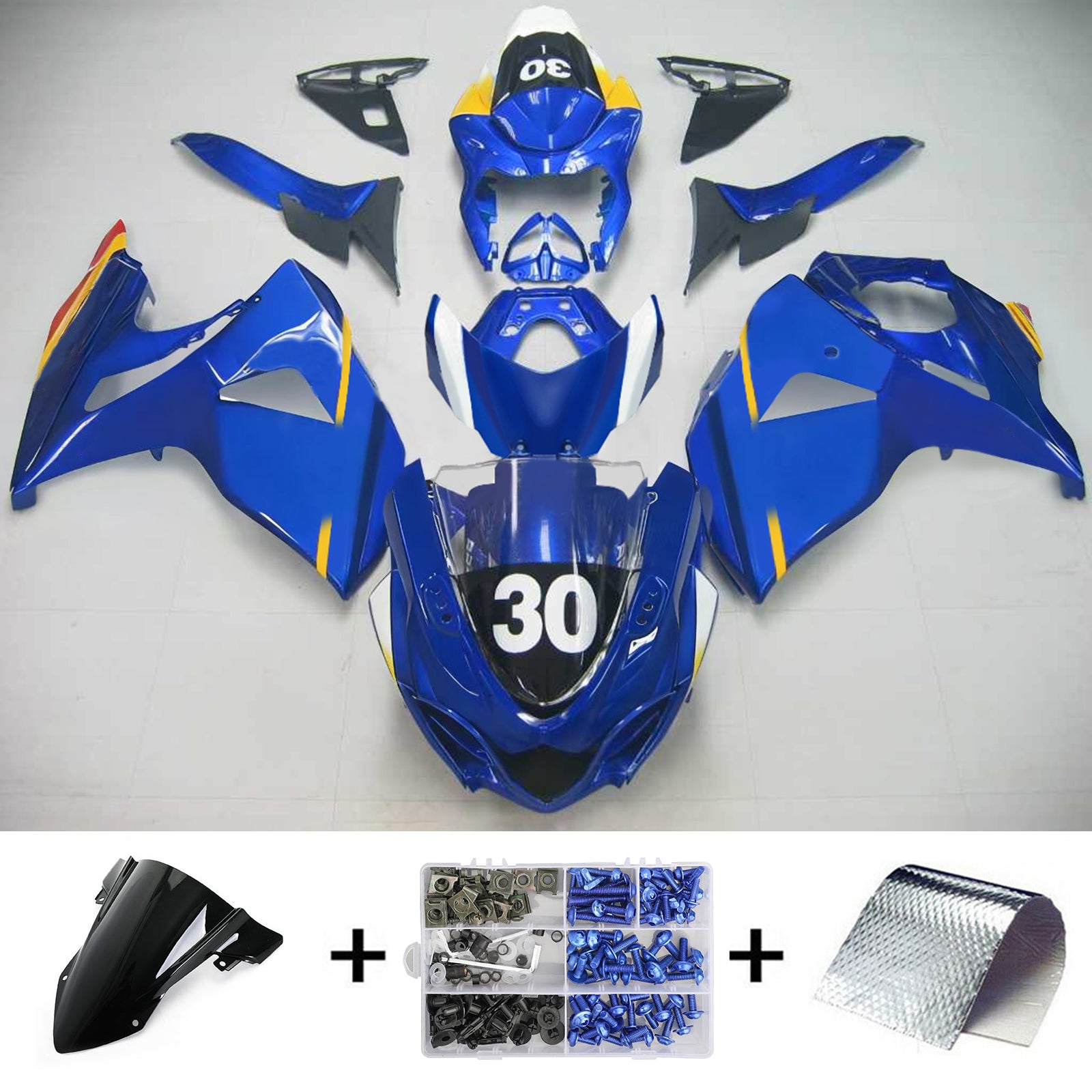Amotopart 2009-2016 Suzuki GSXR1000 Fairing Blue 30 Kit