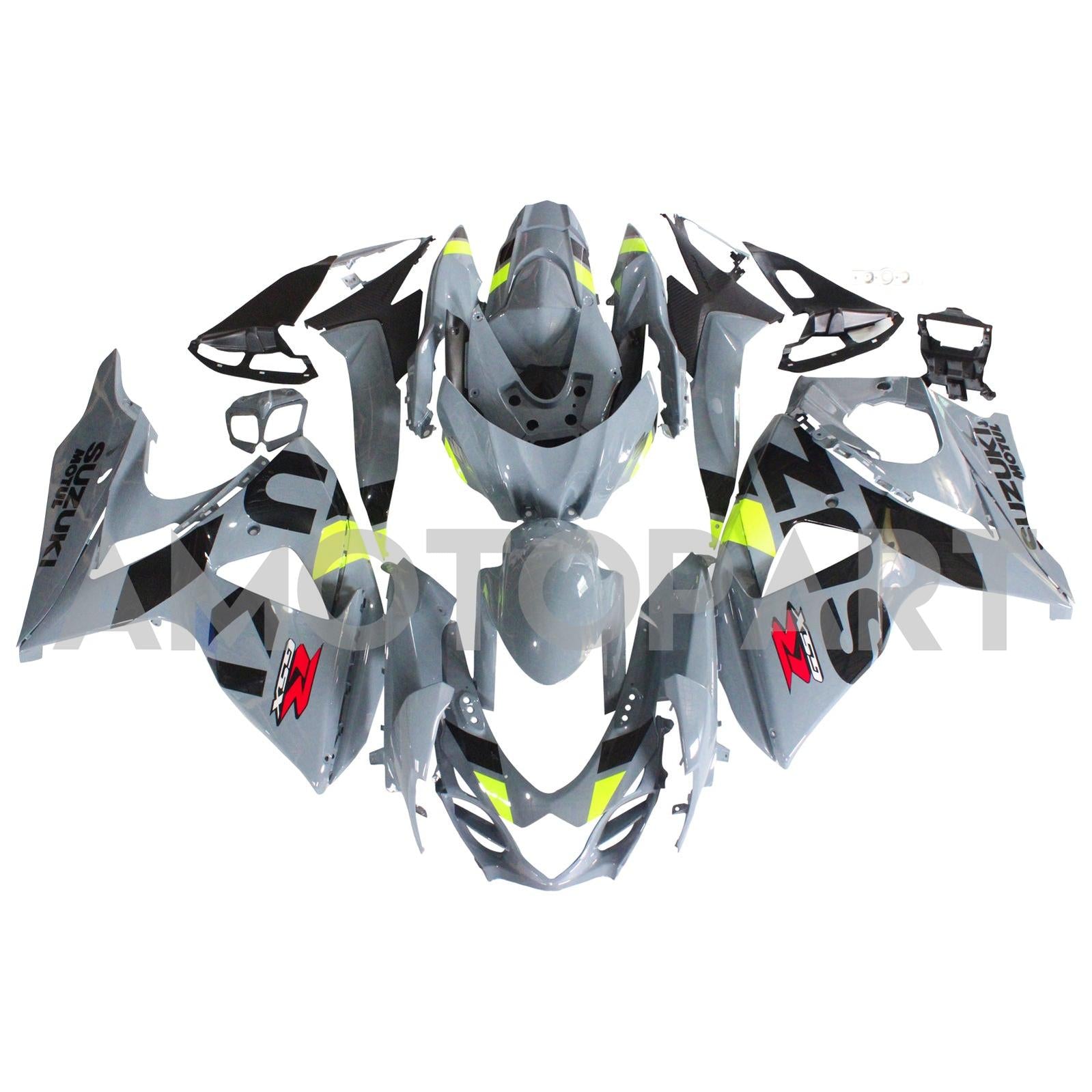 Amotopart 2009–2016 Suzuki GSXR1000 Verkleidung, Grau&Schwarzes Kit