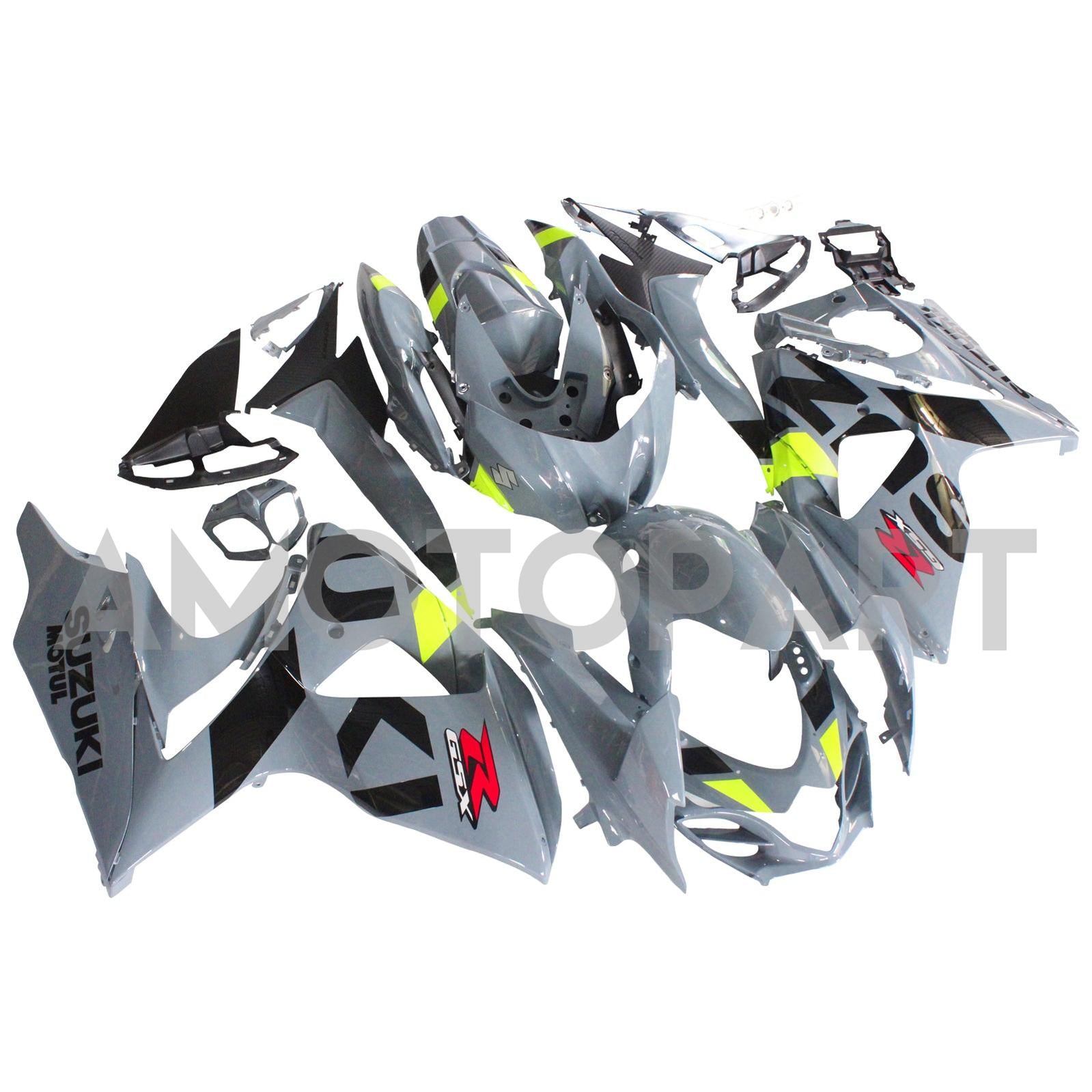 Amotopart 2009–2016 Suzuki GSXR1000 Verkleidung, Grau&Schwarzes Kit
