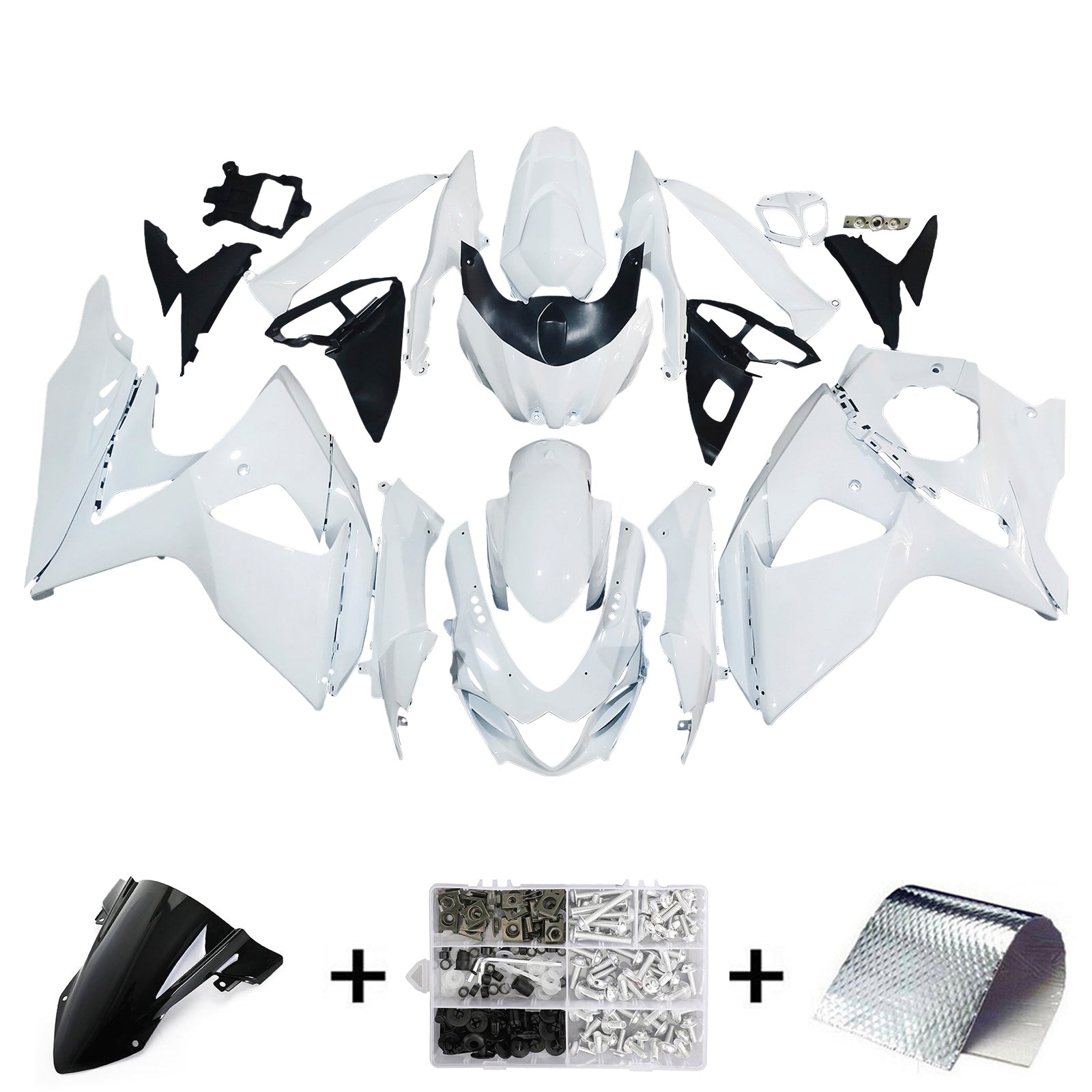 Amotopart 2009-2016 Suzuki GSXR1000 Fairing White Kit