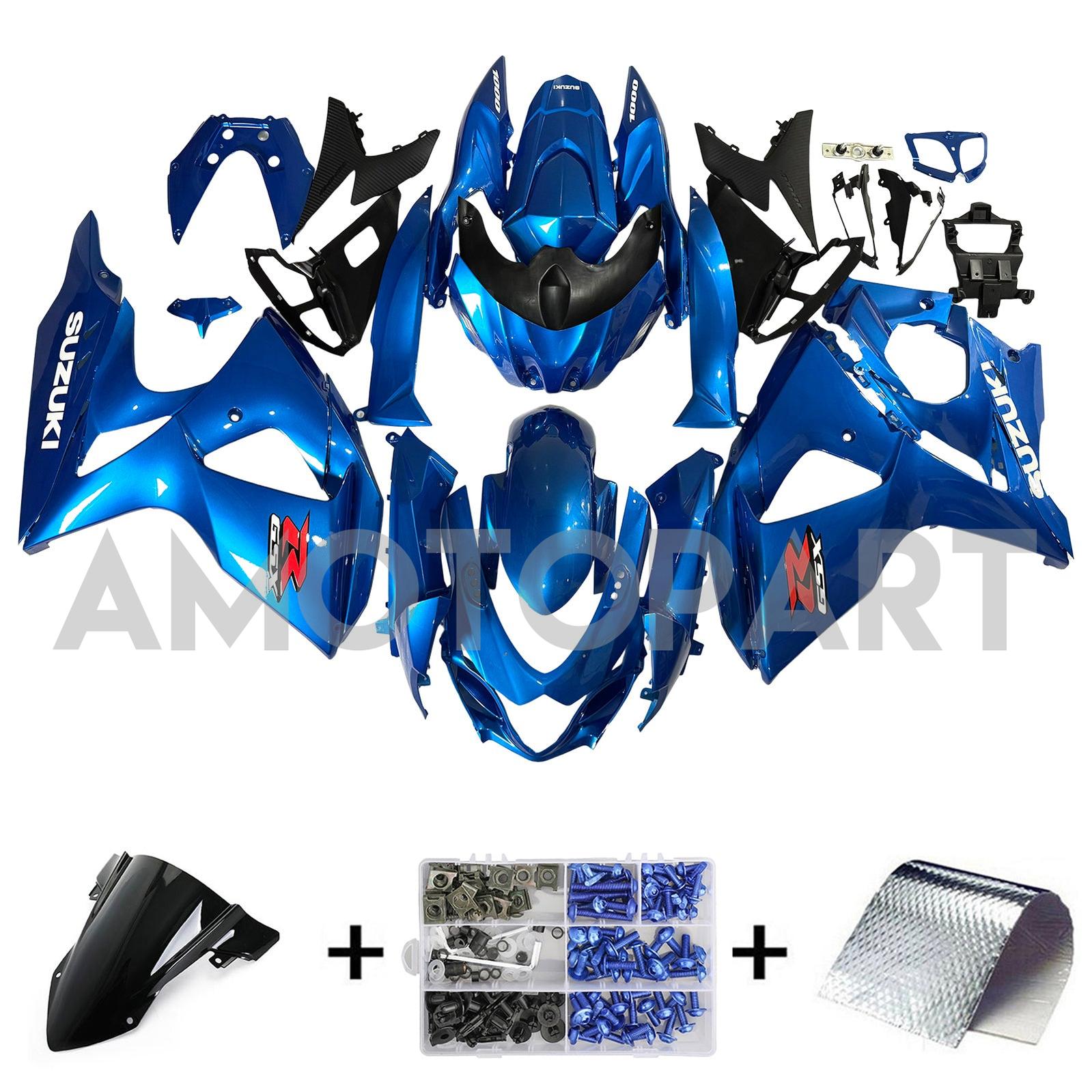 Amotopart 2009-2016 Suzuki GSXR1000 Fairing Glossy Blue Kit