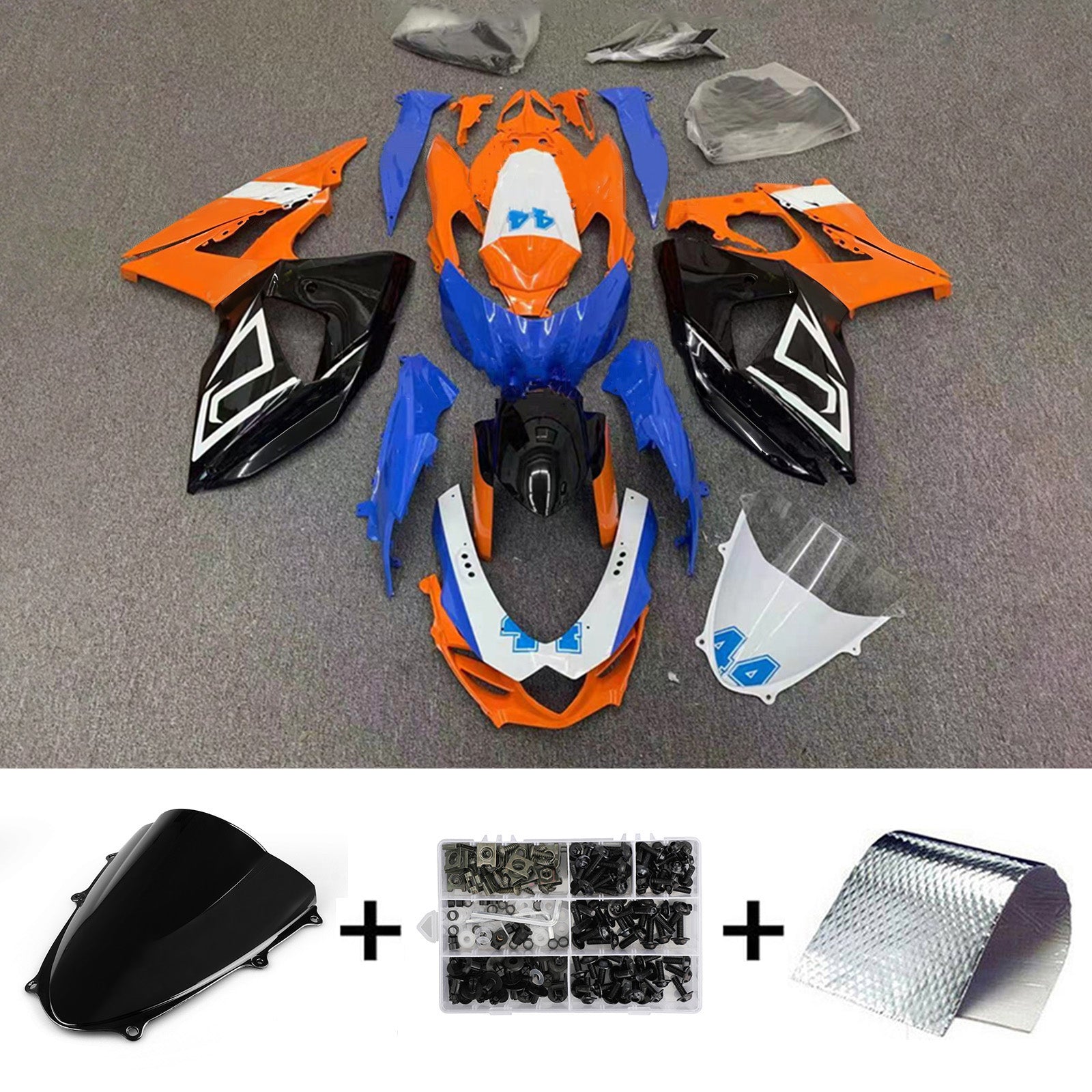Amotopart 2009-2016 K9 GSXR1000 Suzuki Blue & Orange Failing Kit