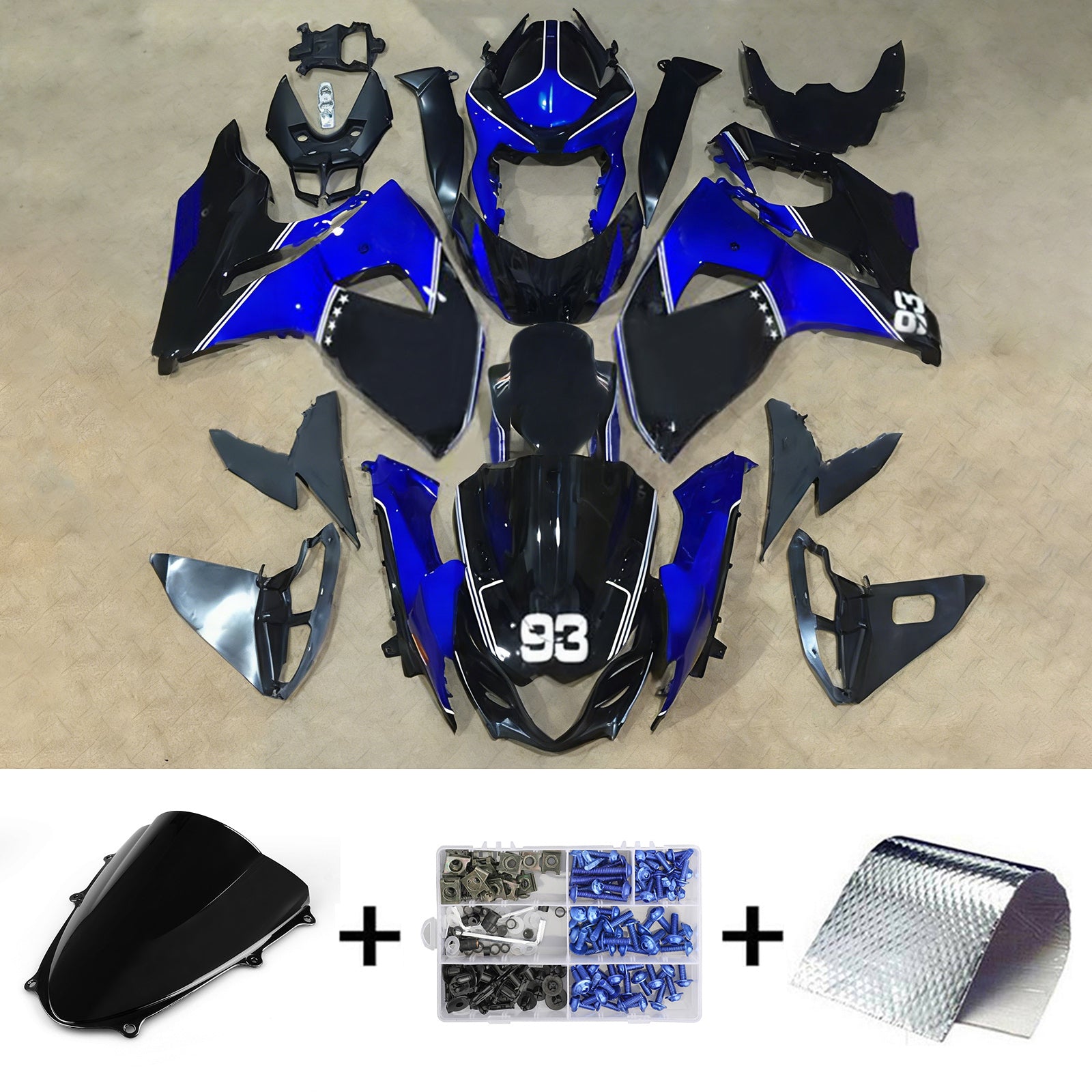 Amotopart 2009-2016 K9 GSXR1000 Suzuki Nero e Blu Style4 Kit carena