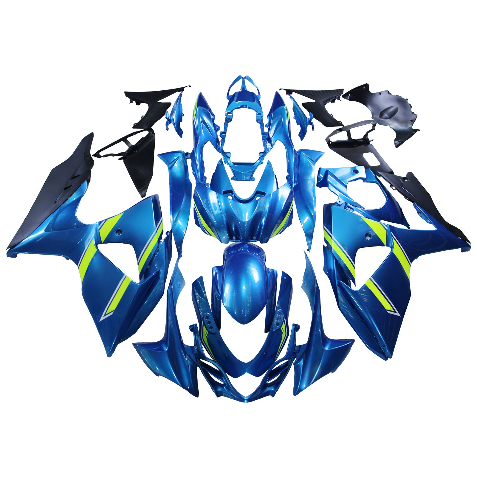 Amotopart 2009-2016 K9 GSXR1000 Suzuki Blue&Yellow Green Style2 Fairing Kit