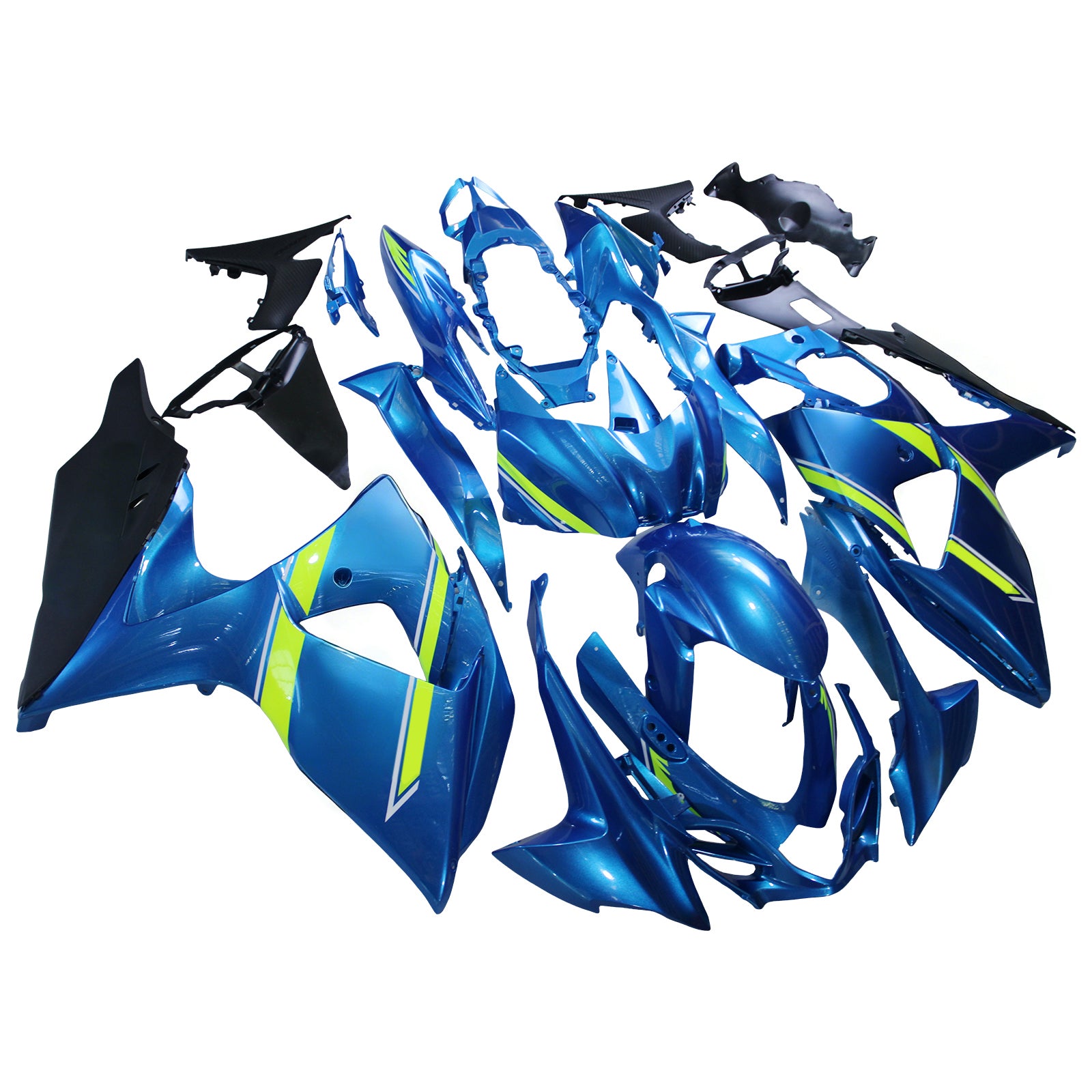 Amotopart 2009-2016 K9 GSXR1000 Suzuki Blue&Yellow Green Style2 Fairing Kit