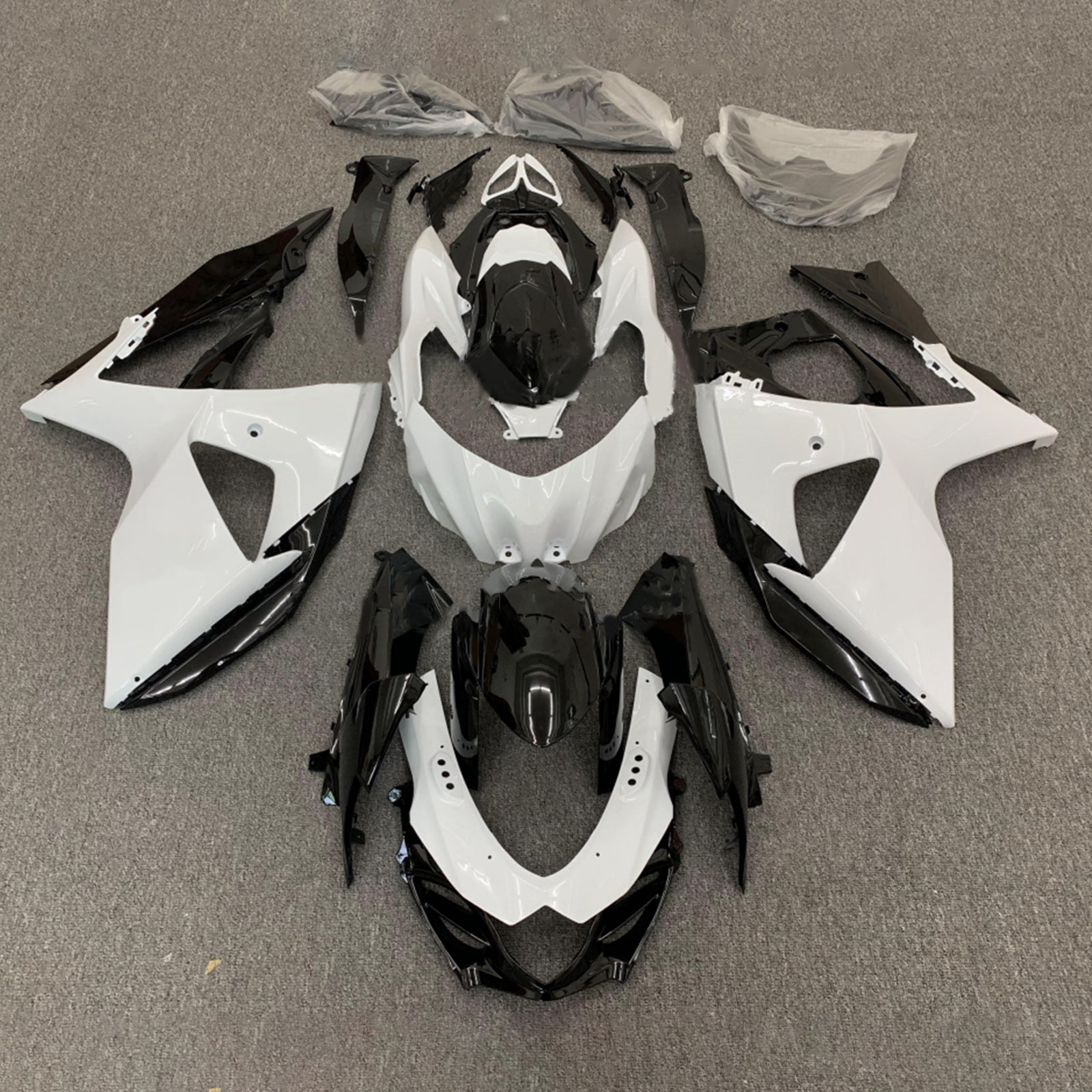 Amotopart 2009-2016 K9 GSXR1000 Suzuki White&Black Fairing Kit