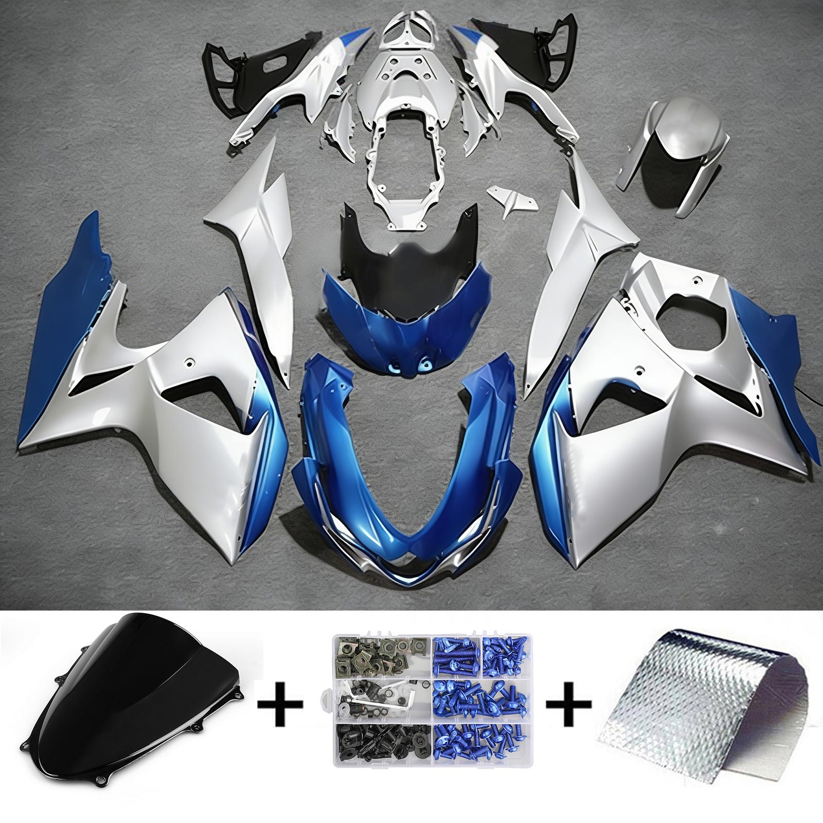 Amotopart 2009-2016 K9 GSXR1000 Suzuki Blue&Grey Fairing Kit