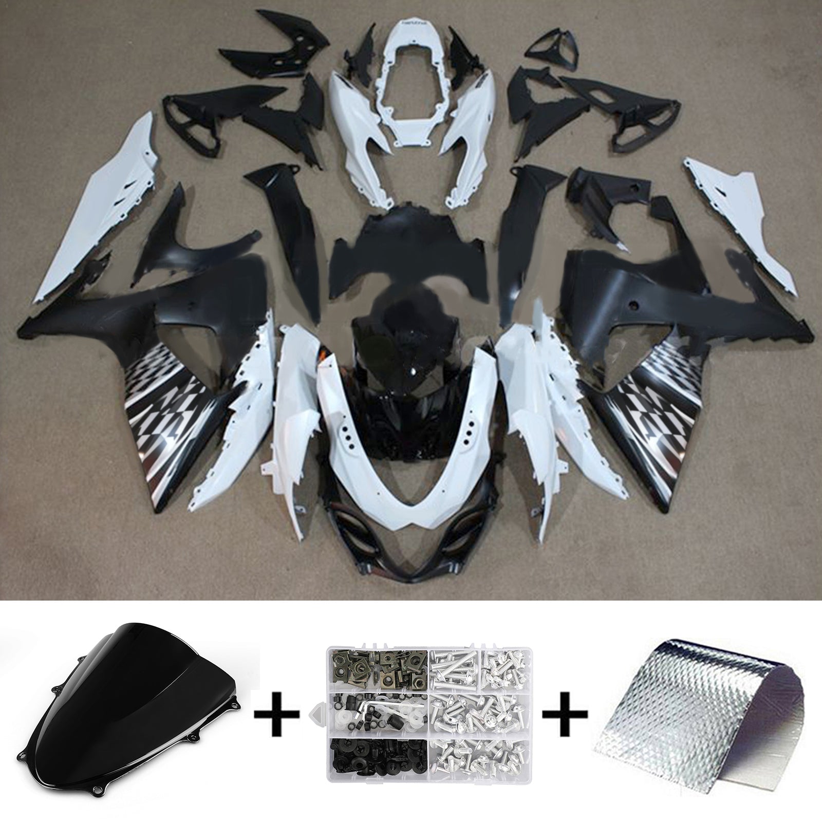 Amotopart 2009-2016 K9 GSXR1000 Suzuki Kit carena bianco e nero