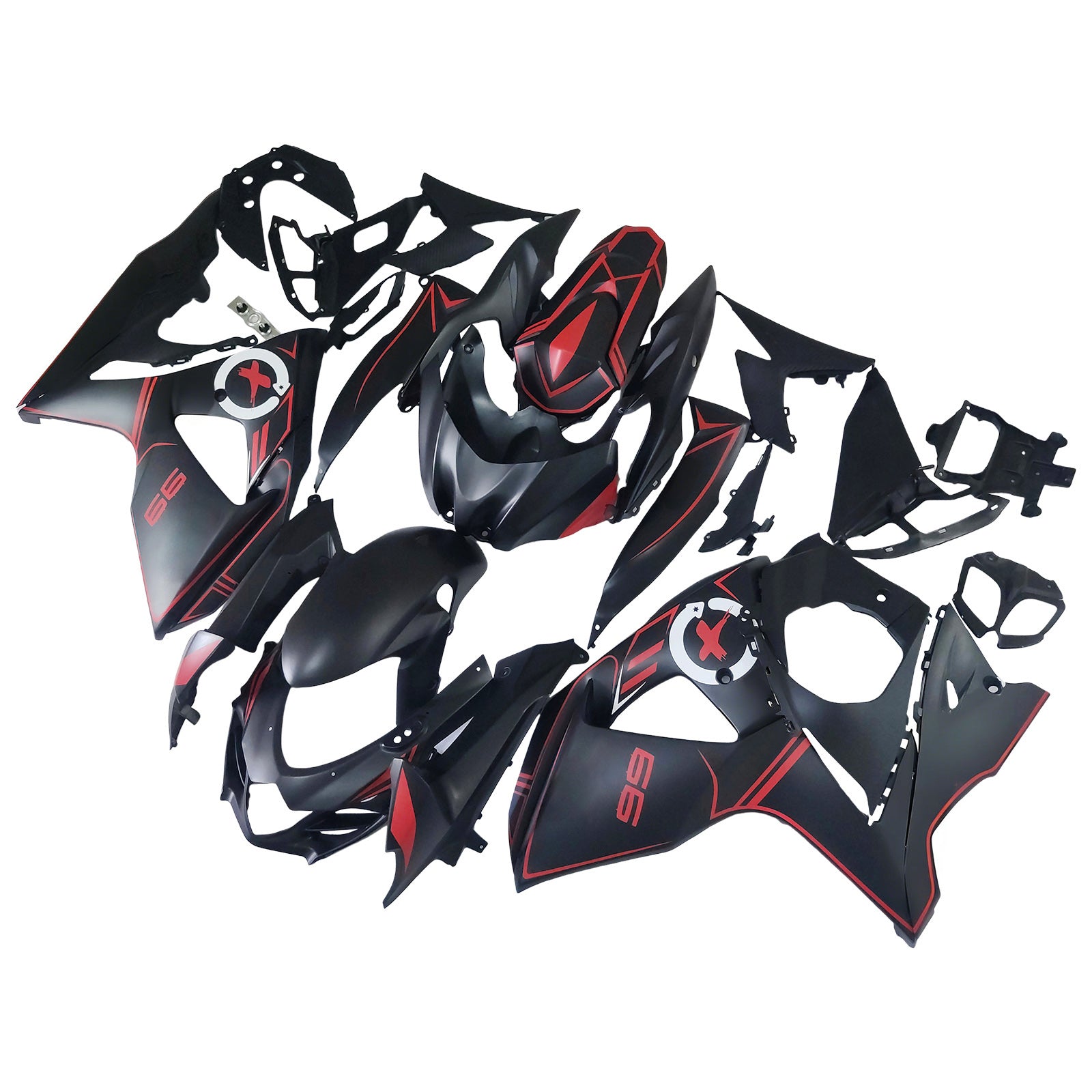 Amotopart 2009-2016 K9 GSXR1000 Suzuki Matte Black with Red Stripe Fairing Kit