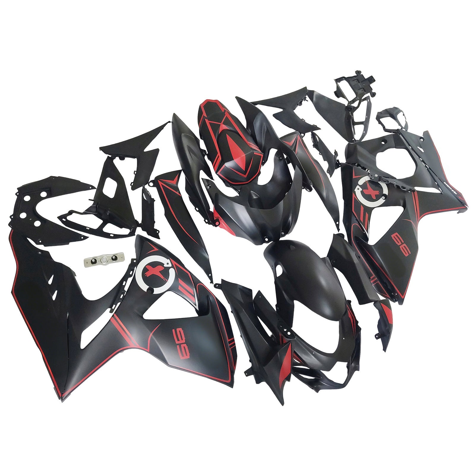 Amotopart 2009-2016 K9 GSXR1000 Suzuki Matte Black with Red Stripe Fairing Kit