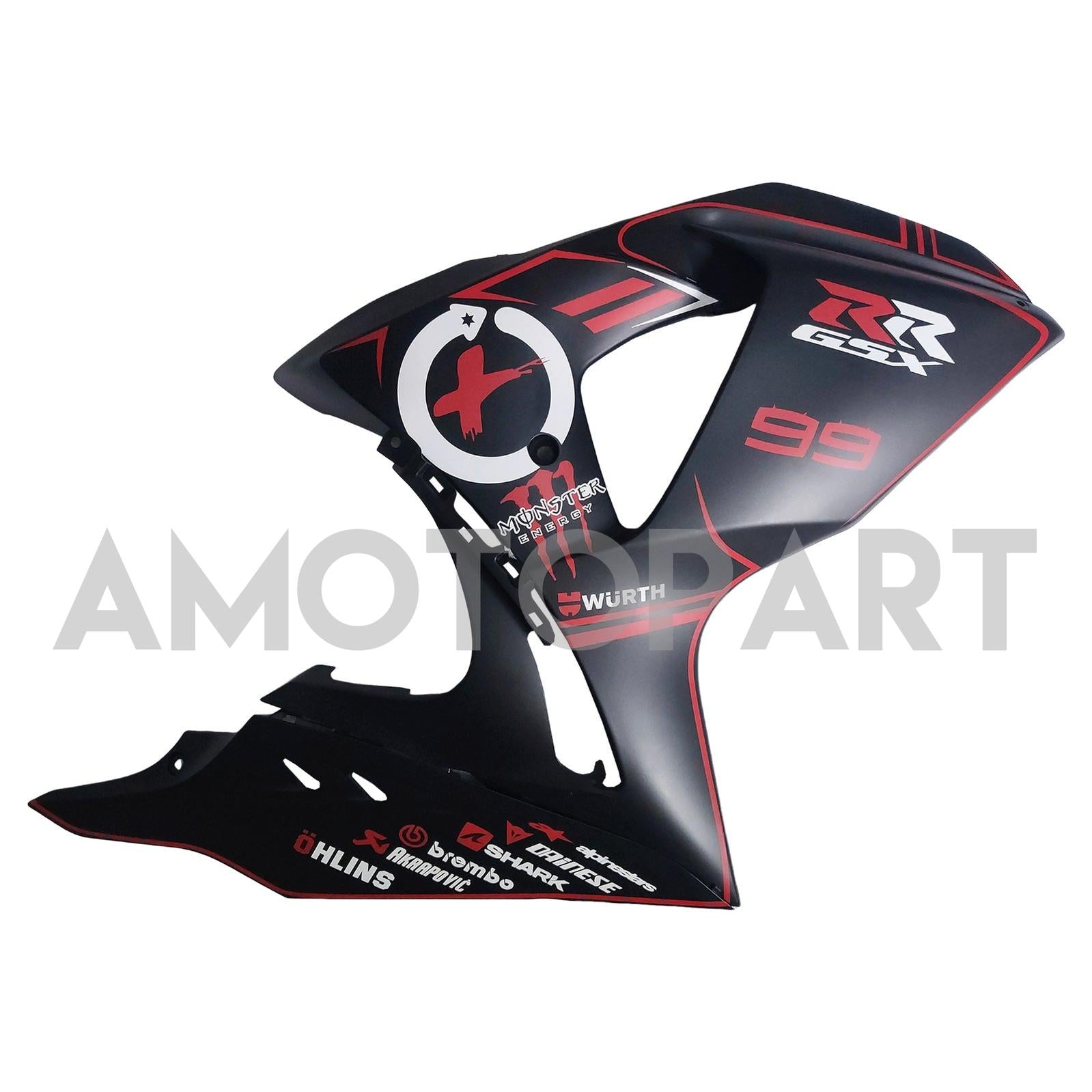 Amotopart 2009-2016 K9 GSXR1000 Suzuki Matte Black With Red Stripe Fairing Kit