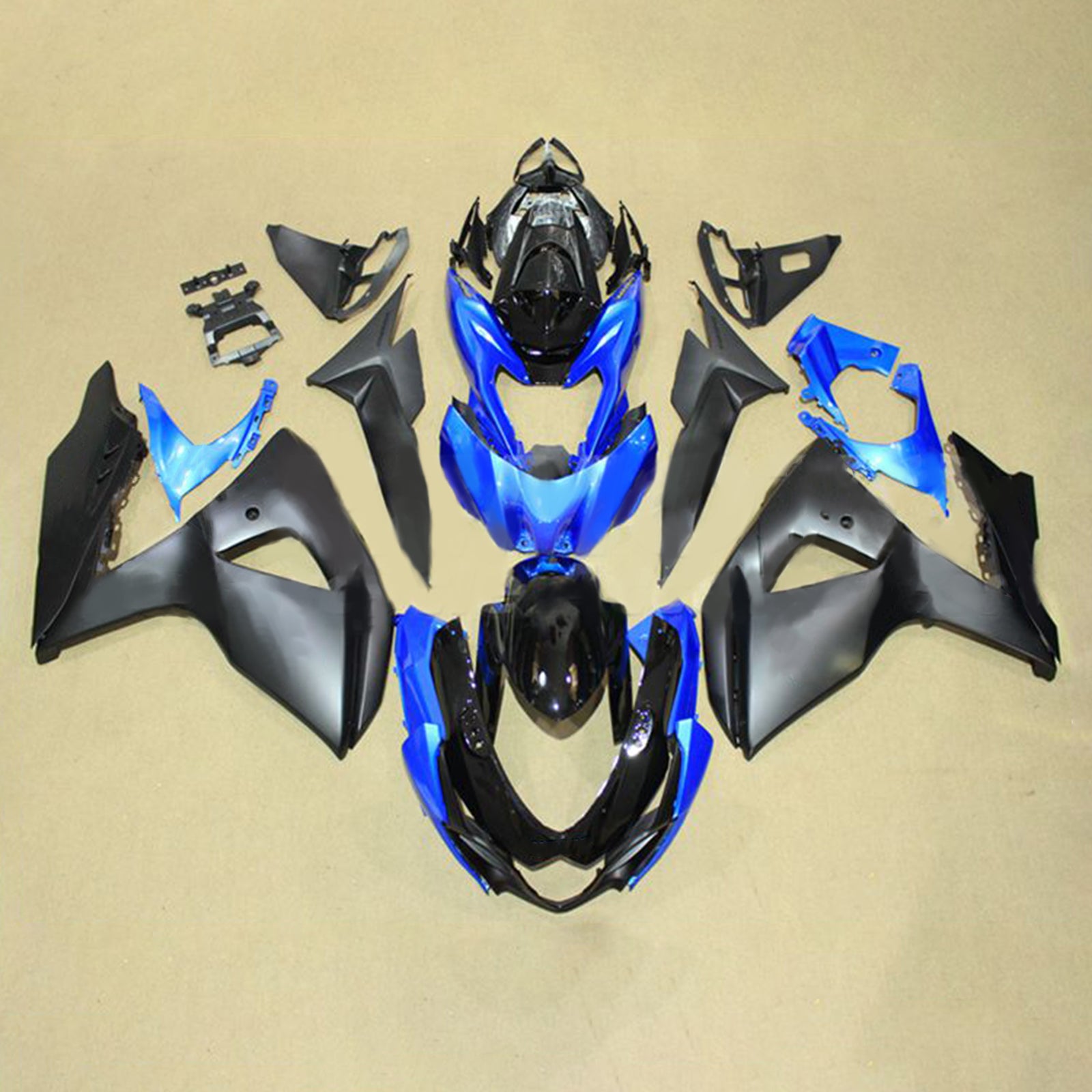 Amotopart 2009-2016 K9 GSXR1000 Suzuki Matte Black&Blue Style1 Fairing Kit